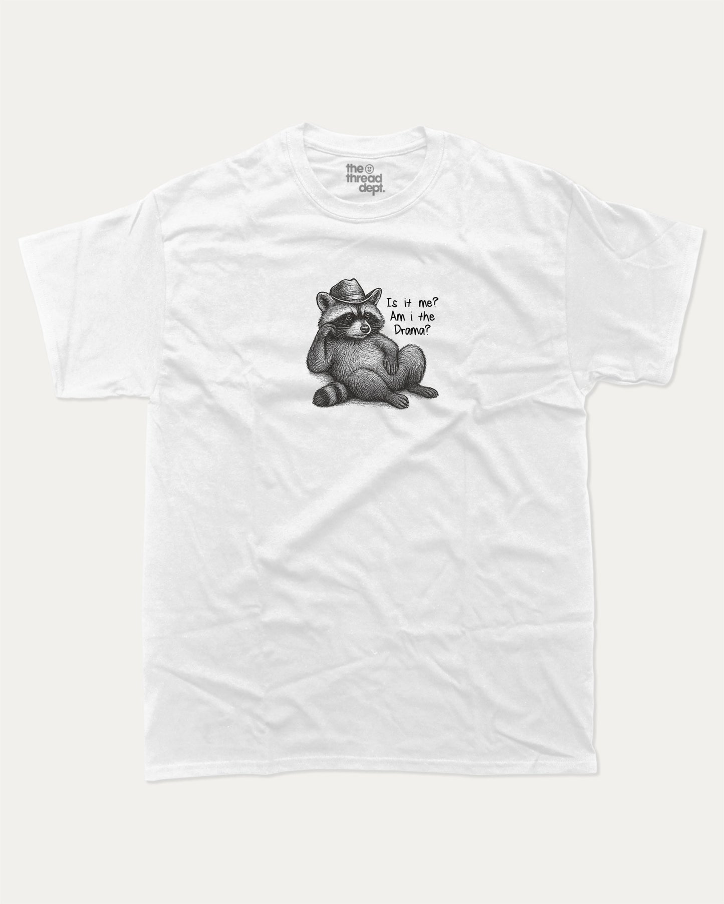 Am i the drama graphic t-shirt, Funny Animal Graphic T shirt, Furry Friends T shirt, Vintage Retro Animal Graphic T shirt, A must-have funny tee, trending meme shirt, unique gift idea. White.