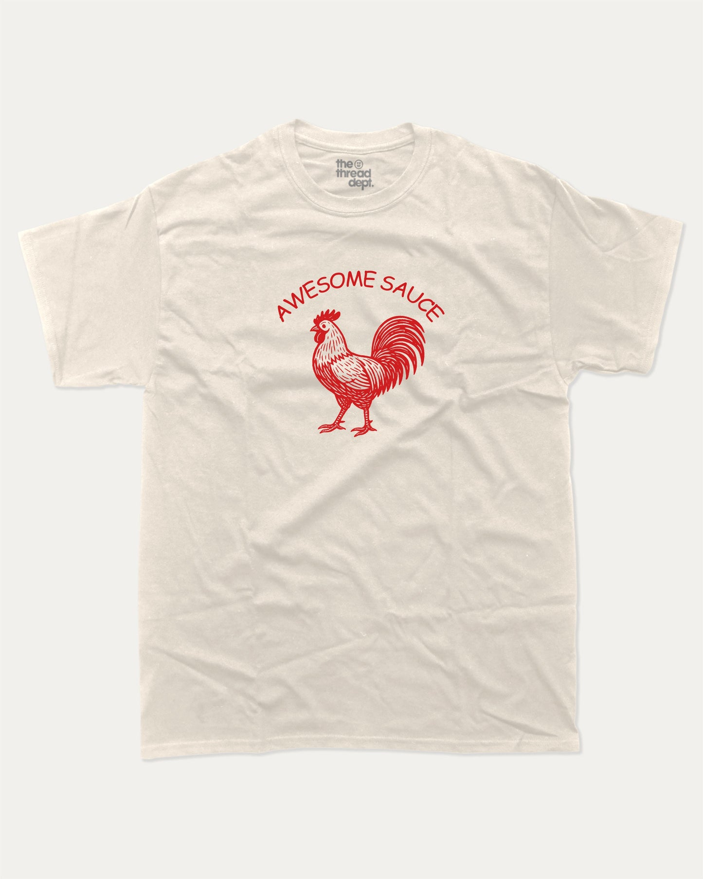 Awesome Sauce graphic t-shirt, Funny Animal Graphic T shirt, Rooster Graphic T shirt, Pun Animal Graphic T shirt, A must-have funny tee, trending meme shirt, unique gift idea. Cream.