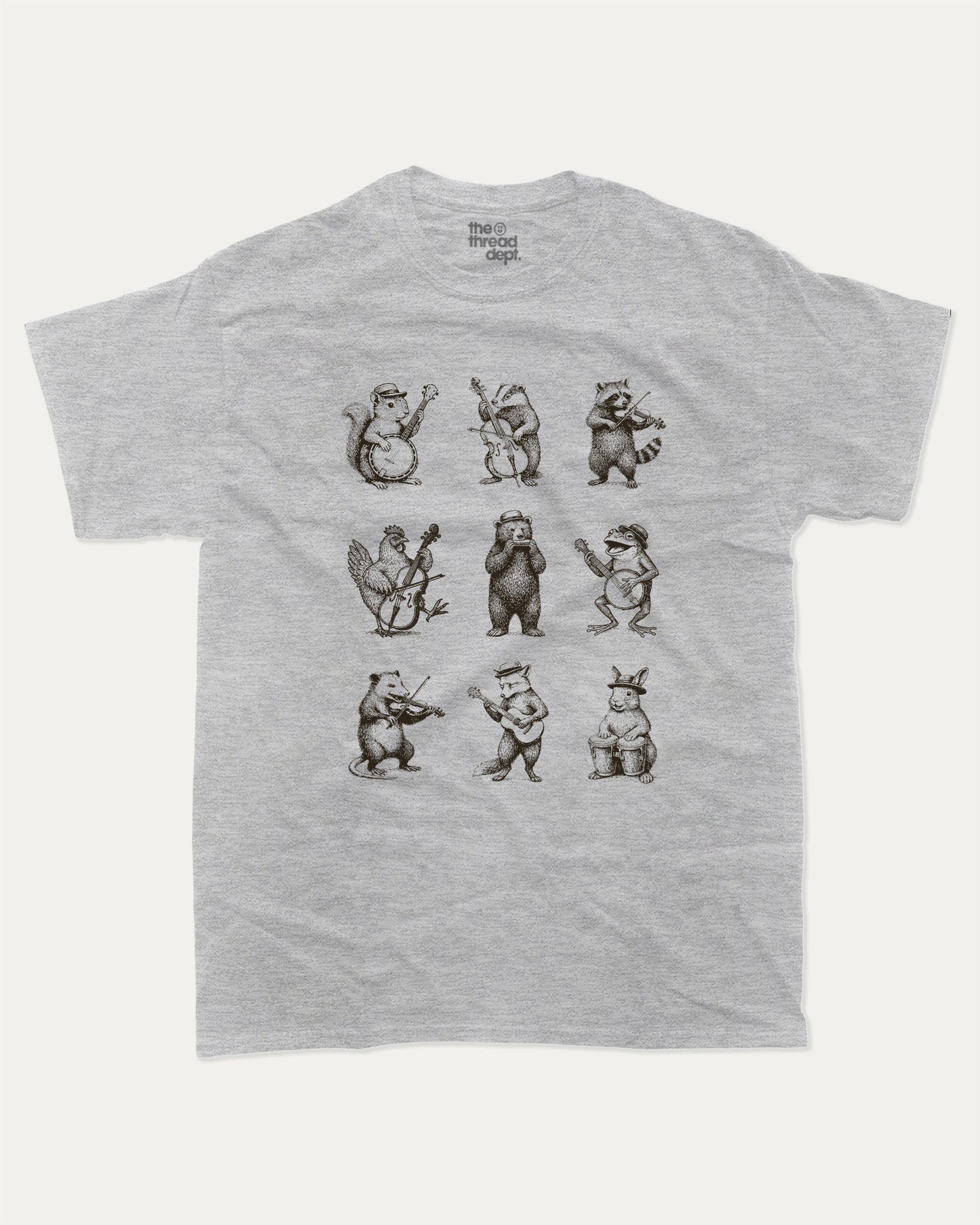 Banjo Animal graphic t-shirt, Vintage Animal Graphic T shirt, Animal Lovers T shirt, Wild Animals Graphic T shirt, Vintage Inspired Animal Graphic tee A must-have funny tee, trending meme shirt, unique gift idea. Heather Grey.