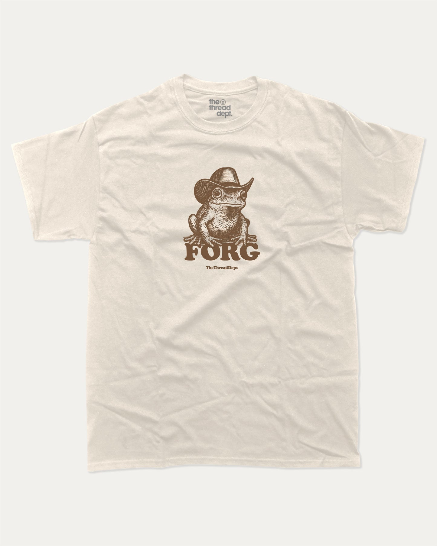 Forg graphic t-shirt, perfect for gifts. A must-have frog funny tee, trending meme shirt, unique gift idea. Cream.