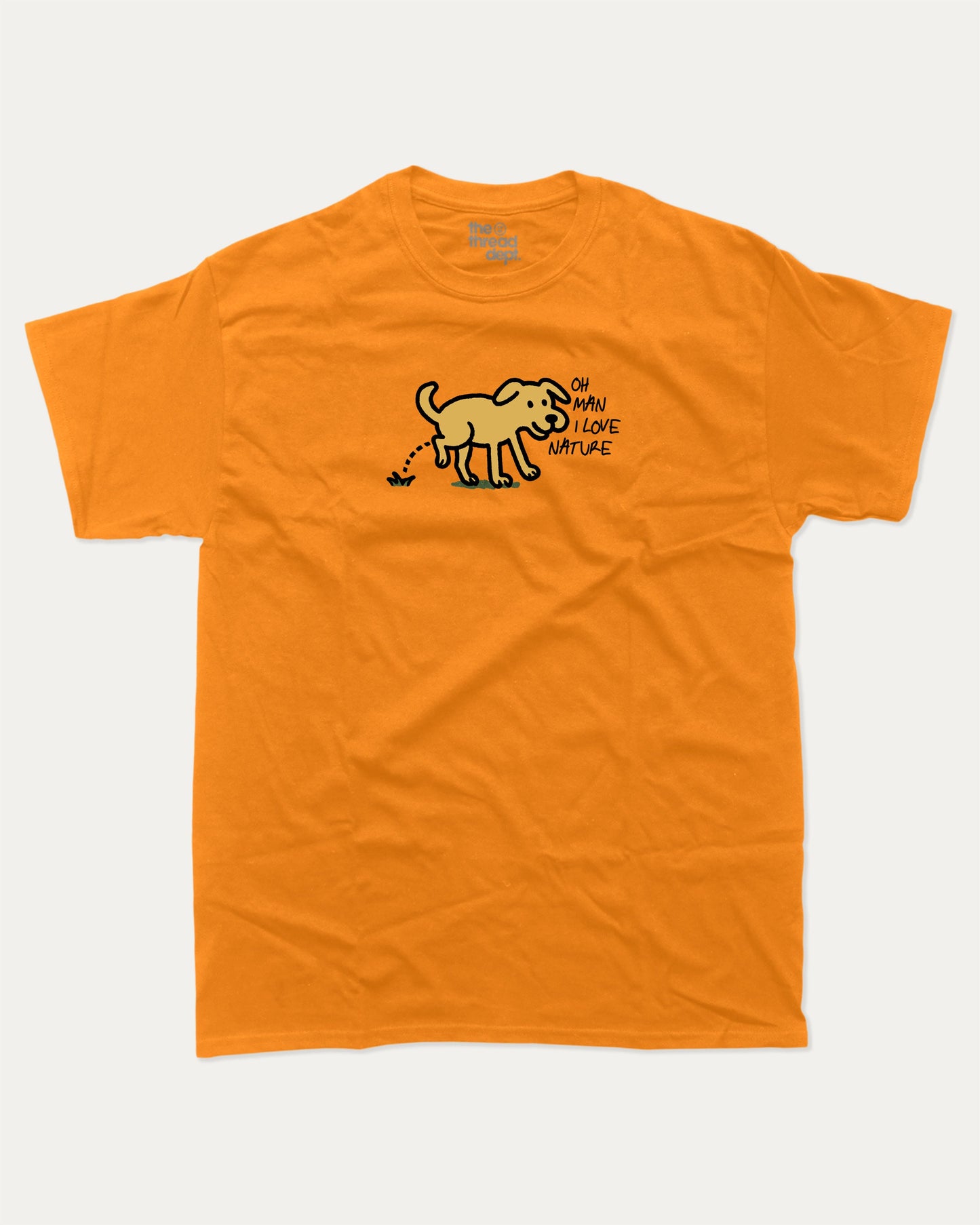 I Love Nature graphic t-shirt, perfect for adults. A must-have funny tee, Funny Graphic Tee. Humorous Text T shirt, Trending meme shirt,, unique gift idea. Orange.