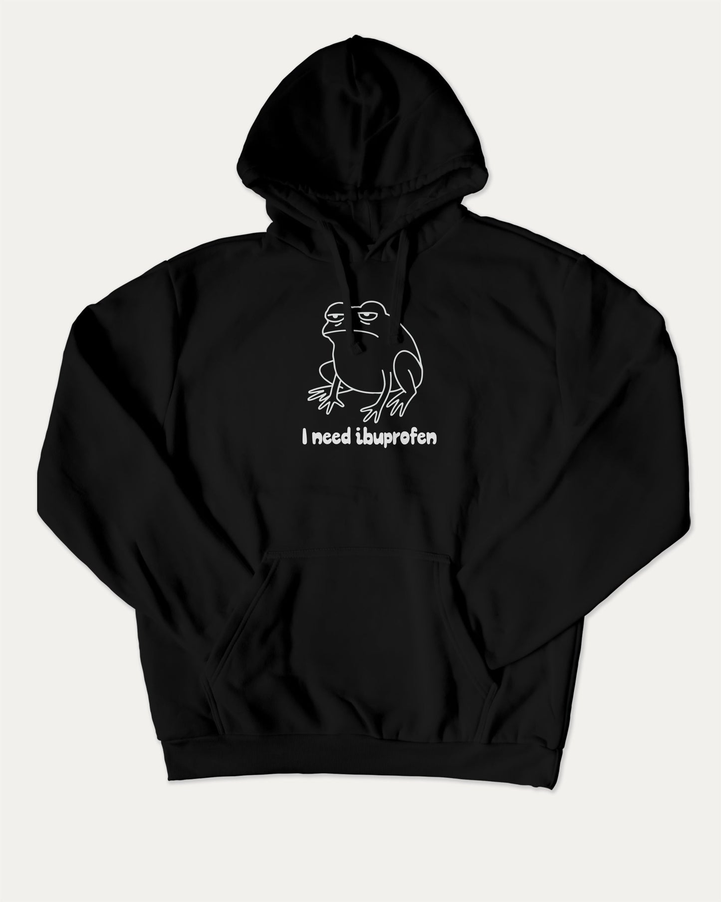 I need ibuprofen bold graphic hoodie, Funny Frog Graphic T shirt, Funny Animal T shirt, Pun T shirt, Humorous Animal T shirt, A must-have graphic hoodie, cozy and cool, trending streetwear essential. Black hoodie