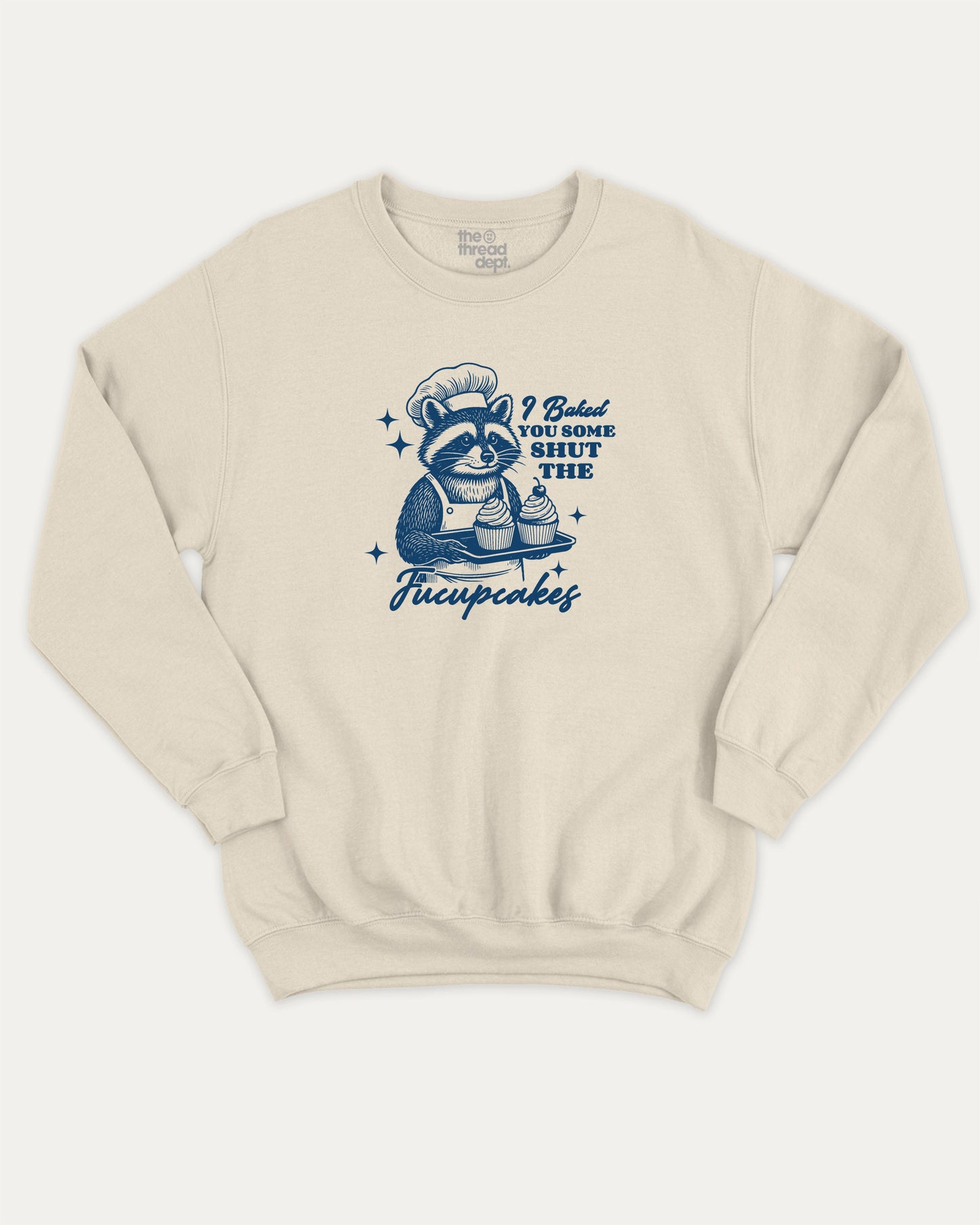 Shut The Fucupcakes Racoon pullover sweatshirt, Funny Animal Graphic T shirt, Humorous Animal T shirt, Cute Animal Graphic T shirt, A must-have graphic pullover, comfy cold-weather wear, bold casual look. Natural sweater