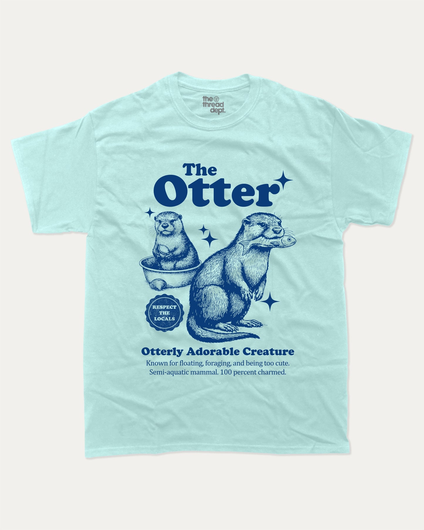 The Otter graphic t-shirt, Vintage Animal Graphic T shirt, Animal Lovers T shirt, Wild Animals Graphic T shirt, Vintage Inspired Animal Graphic tee A must-have funny tee, trending meme shirt, unique gift idea. Celadon.