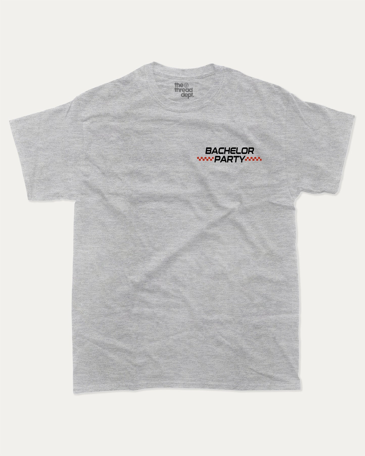 Final Lap Racing Bachelor Party graphic t-shirt, perfect for adults. Funny Bachelor paty tee, trending meme shirt, unique gift idea. Heather Grey.