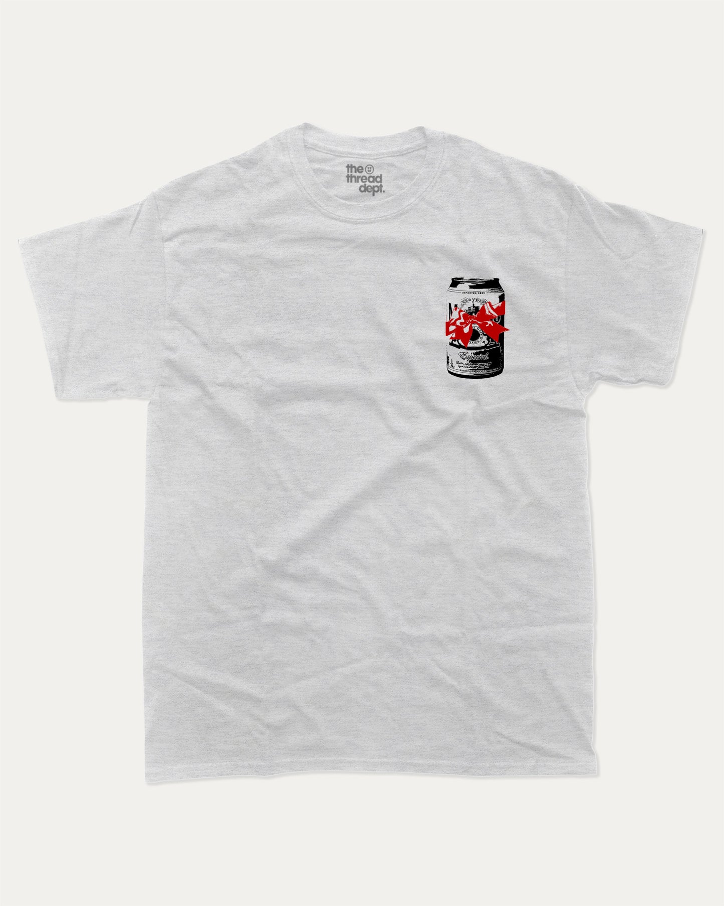 Full Of Christmas Cheer graphic tee with bold and humorous print, funny and trendy graphic. Perfect Christmas Gift, X-mas graphic t shirt, holiday graphic t shirt, Perfect for adults and gift-giving. Ash Grey shirt.
