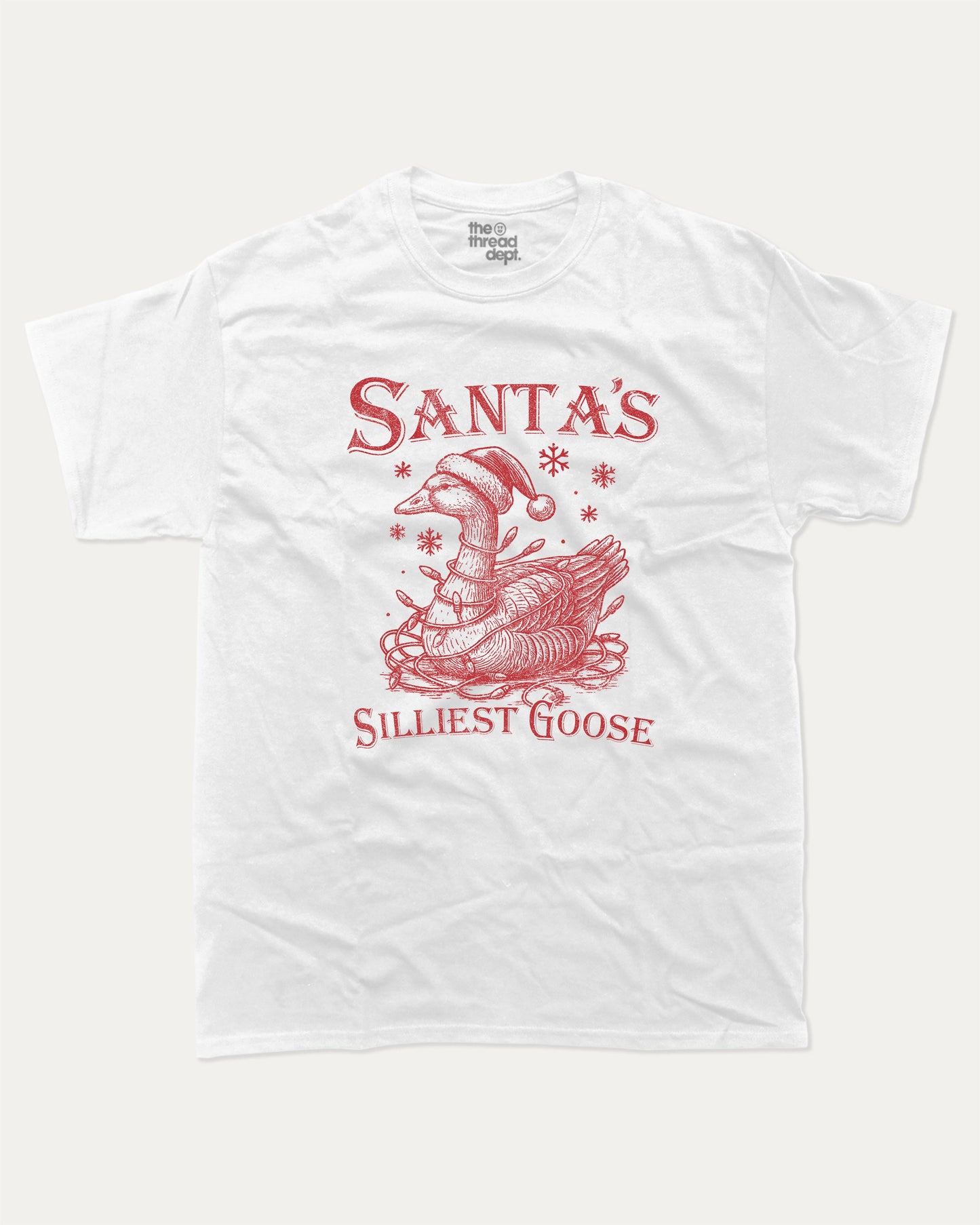 Santa's Silliest Goose graphic t-shirt, Perfect gift for christmas, Christmas T shirt, fun Christmas T shirt, A must-have funny tee, trending meme shirt, unique gift idea. White.