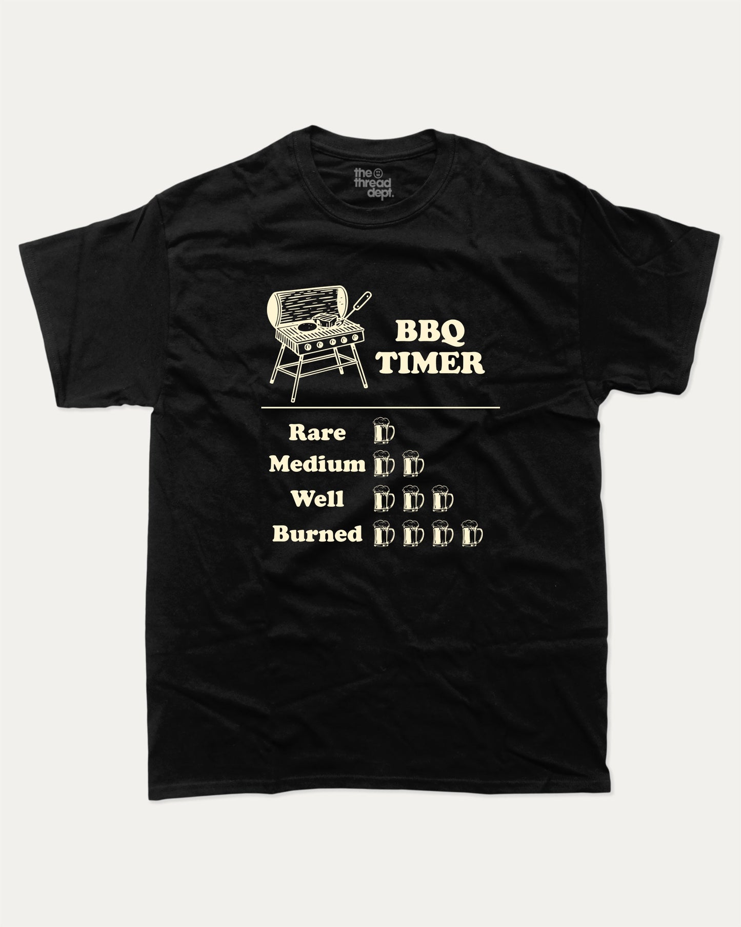 BBQ Timer graphic t-shirt, T shirt for BBQ Lover, BBQ Grill Graphic T shirt, Food Graphic T shirt, Drinks Graphic T shirt, Dad Graphic T shirt, A must-have funny tee, trending meme shirt, unique gift idea. Black.