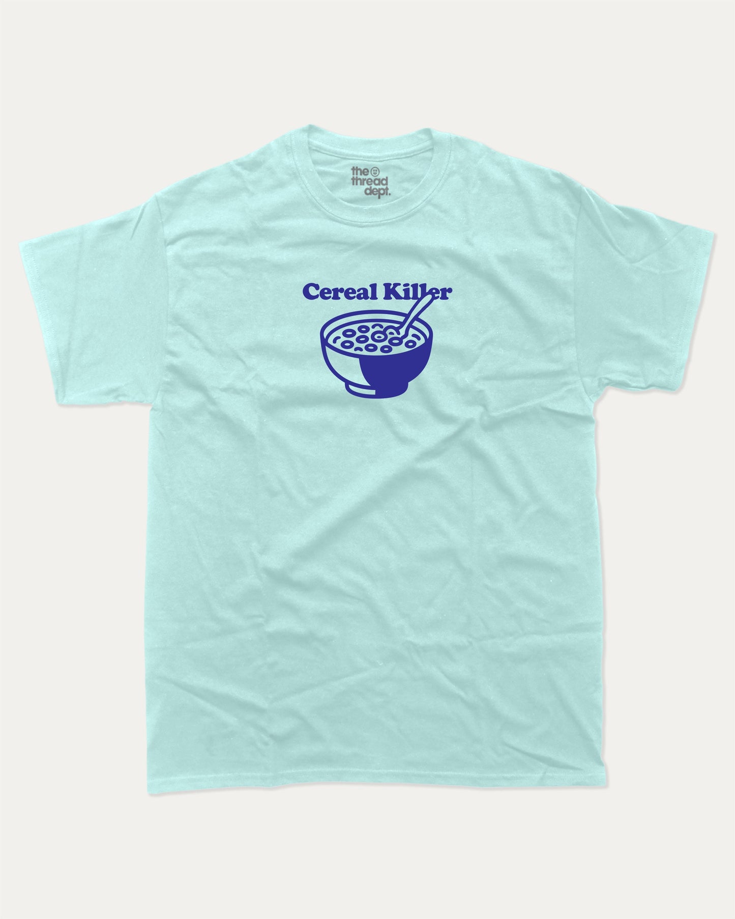 Cereal Killer graphic t-shirt, Funny Food T shirt, T shirt for Food Lover, A must-have funny tee, trending meme shirt, unique gift idea. Celadon.