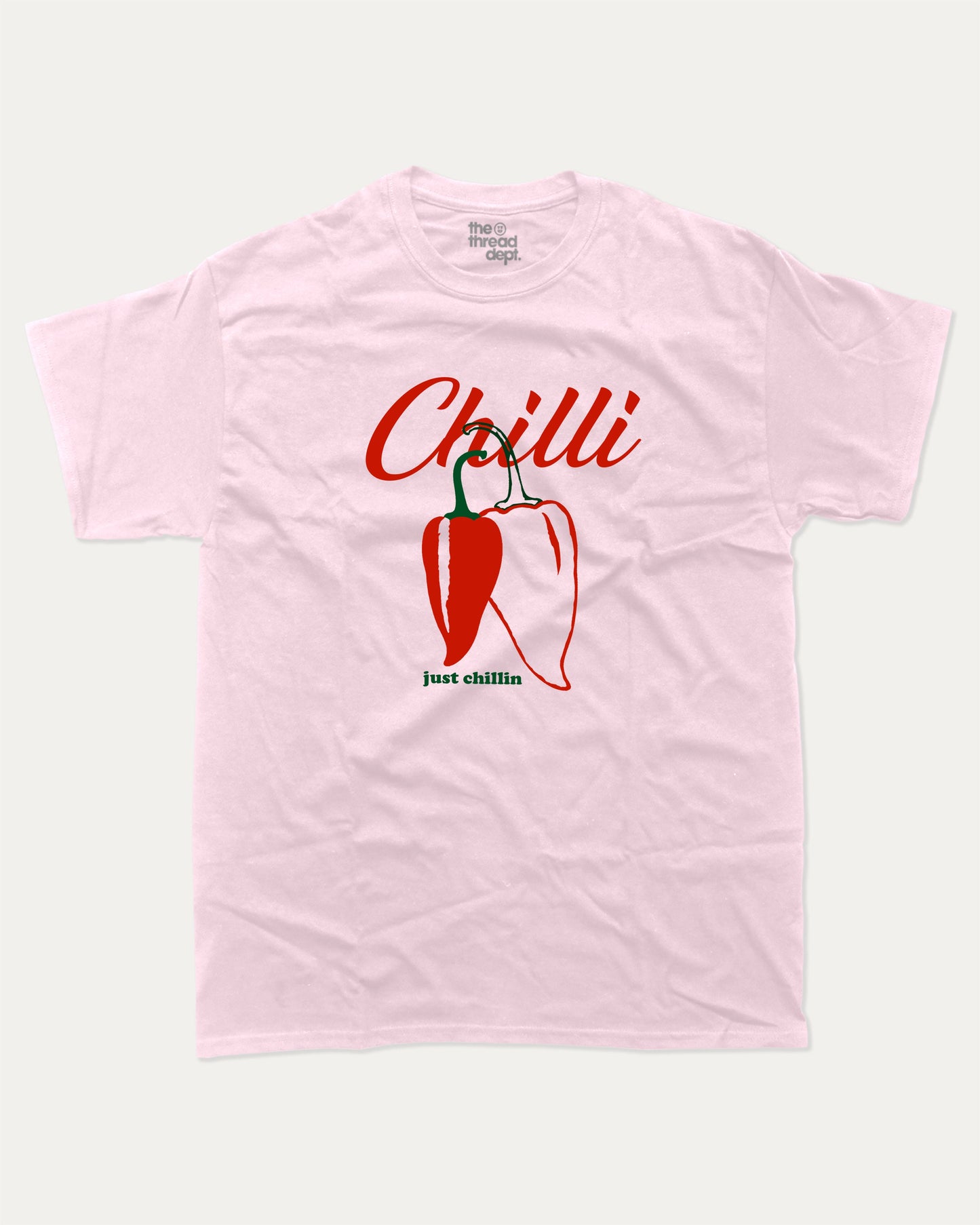 Chilli graphic t-shirt, Funny Food T shirt, T shirt for Food Lover, A must-have funny tee, trending meme shirt, unique gift idea. Pink.
