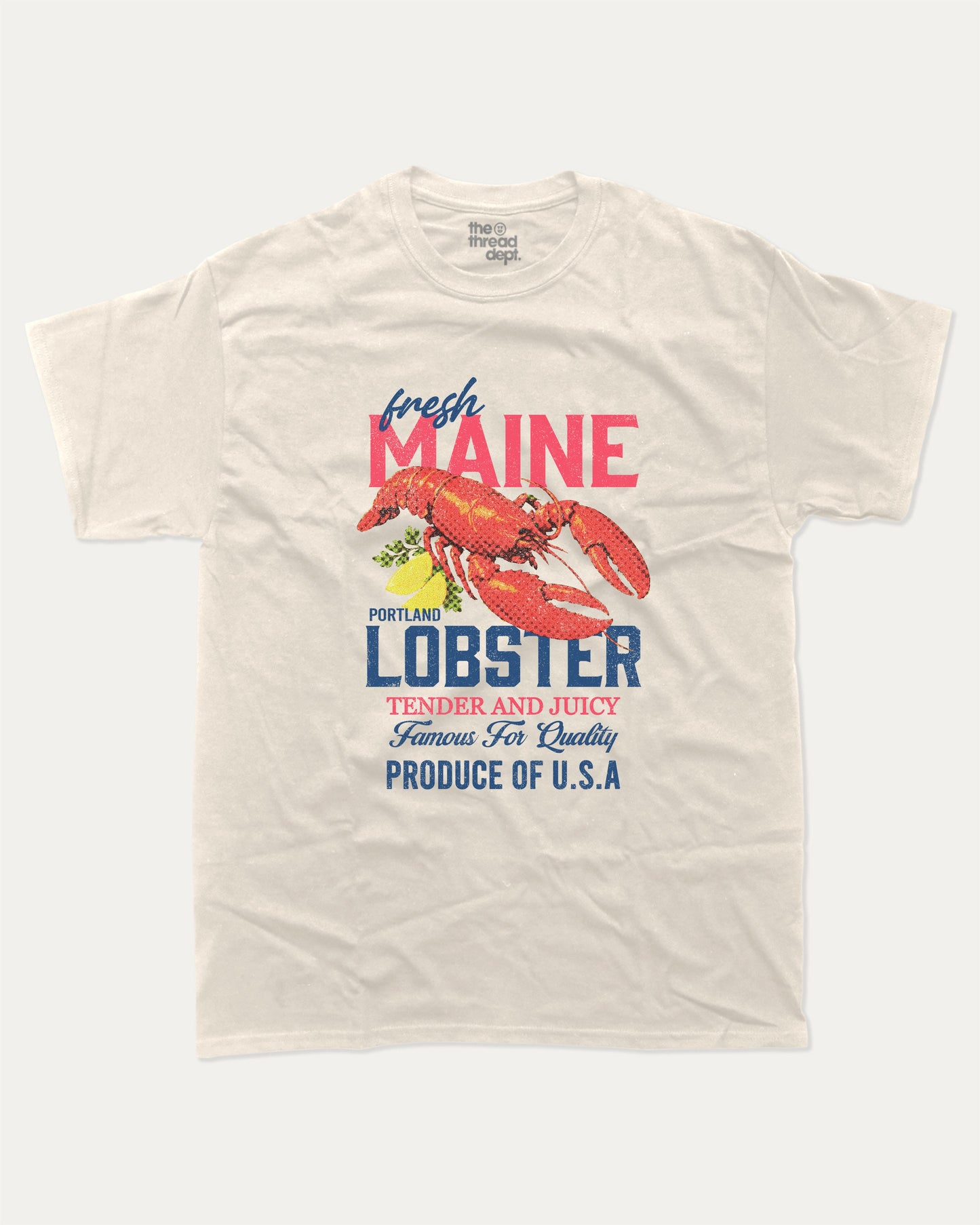Maine Lobster graphic t-shirt, Lobster Graphic T shirt, Maine Graphic T shirt, Retro Graphic T shirt, T shirt for Food Lover, A must-have funny tee, trending meme shirt, unique gift idea. Cream.