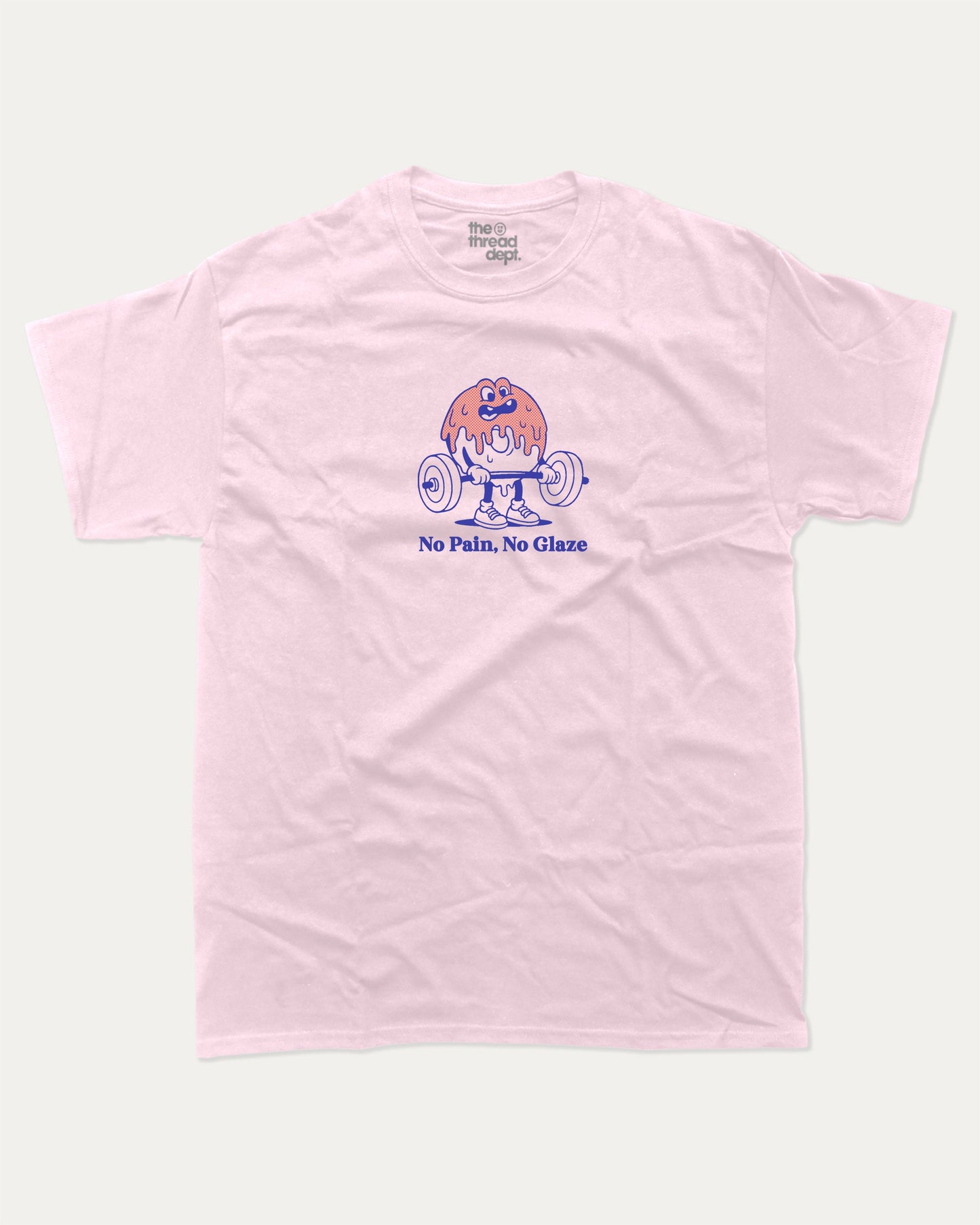 No Pain No Glaze graphic t-shirt, Funny Food T shirt, Food Graphic T shirt, Donut T shirt, Funny Food Tee, A must-have funny tee, trending meme shirt, unique gift idea. Pink.