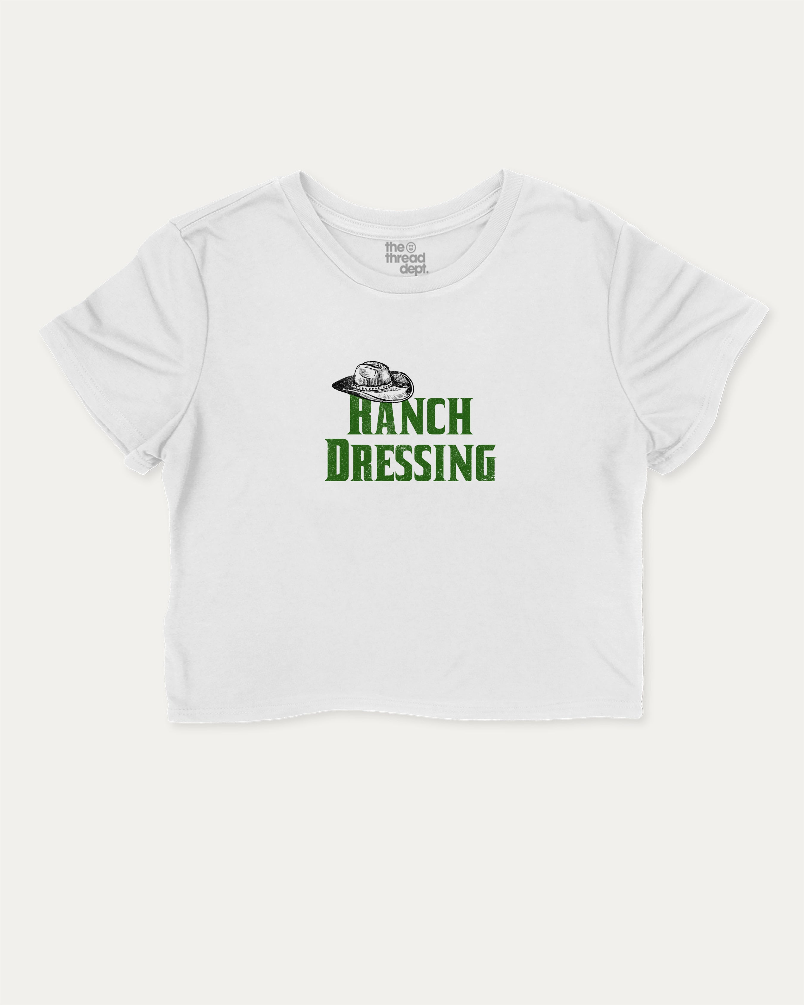 Ranch Dressing graphic crop tee with funny and trendy slogan print, Funny Food Graphic T shirt, Food Graphic Tee, perfect for women’s casual looks or layering. White crop t-shirt.