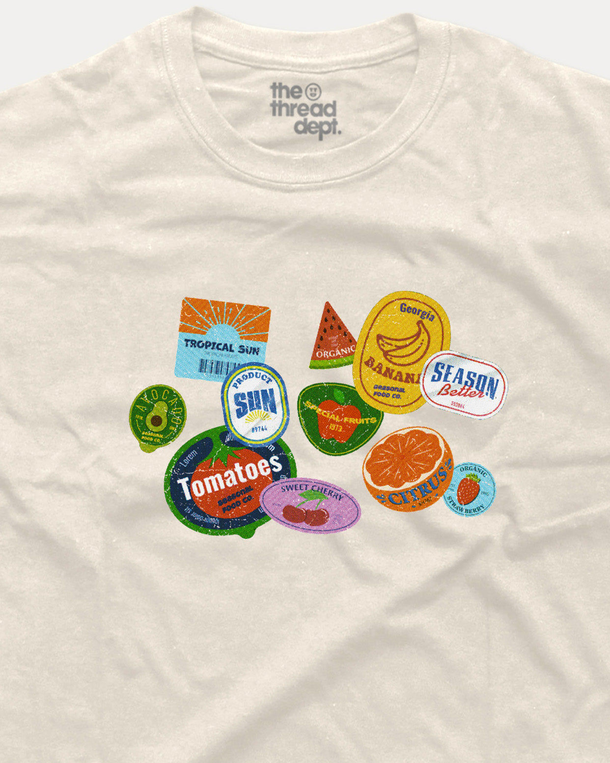 Vintage Fruit Labels graphic t-shirt