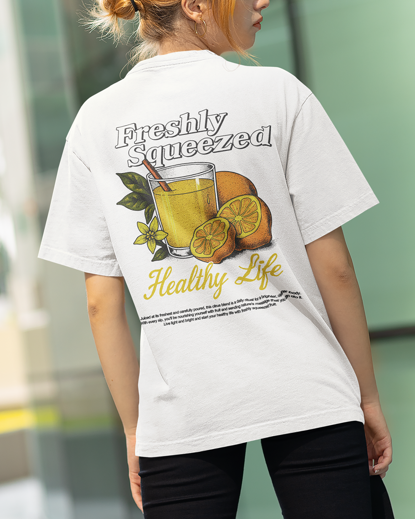 Freshly Squeezed Lemon graphic t-shirt, perfect for adults. unique lemon gift idea.
