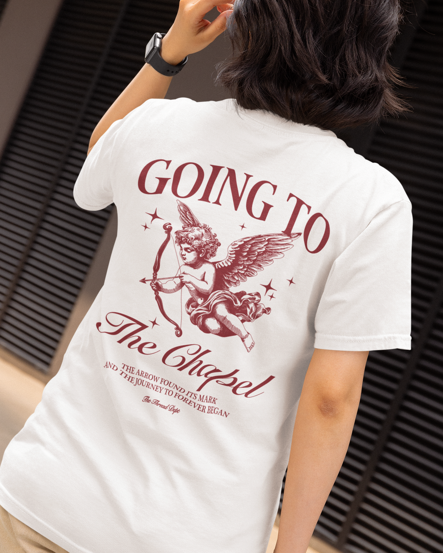 Going To The Chapel In Style graphic t-shirt, perfect for adults. Bachelor Bachelorette Party tee