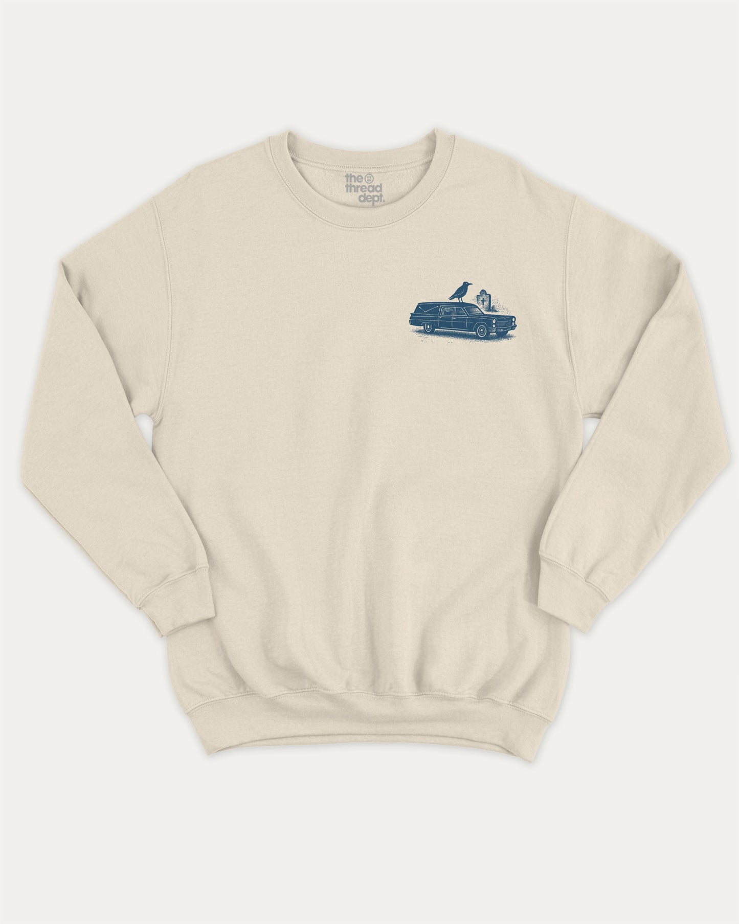 I Put The Fun In Funeral pullover sweatshirt, perfect funny gift for halloween. funny halloween graphic pullover, comfy cold-weather wear, bold casual look. Natural sweater