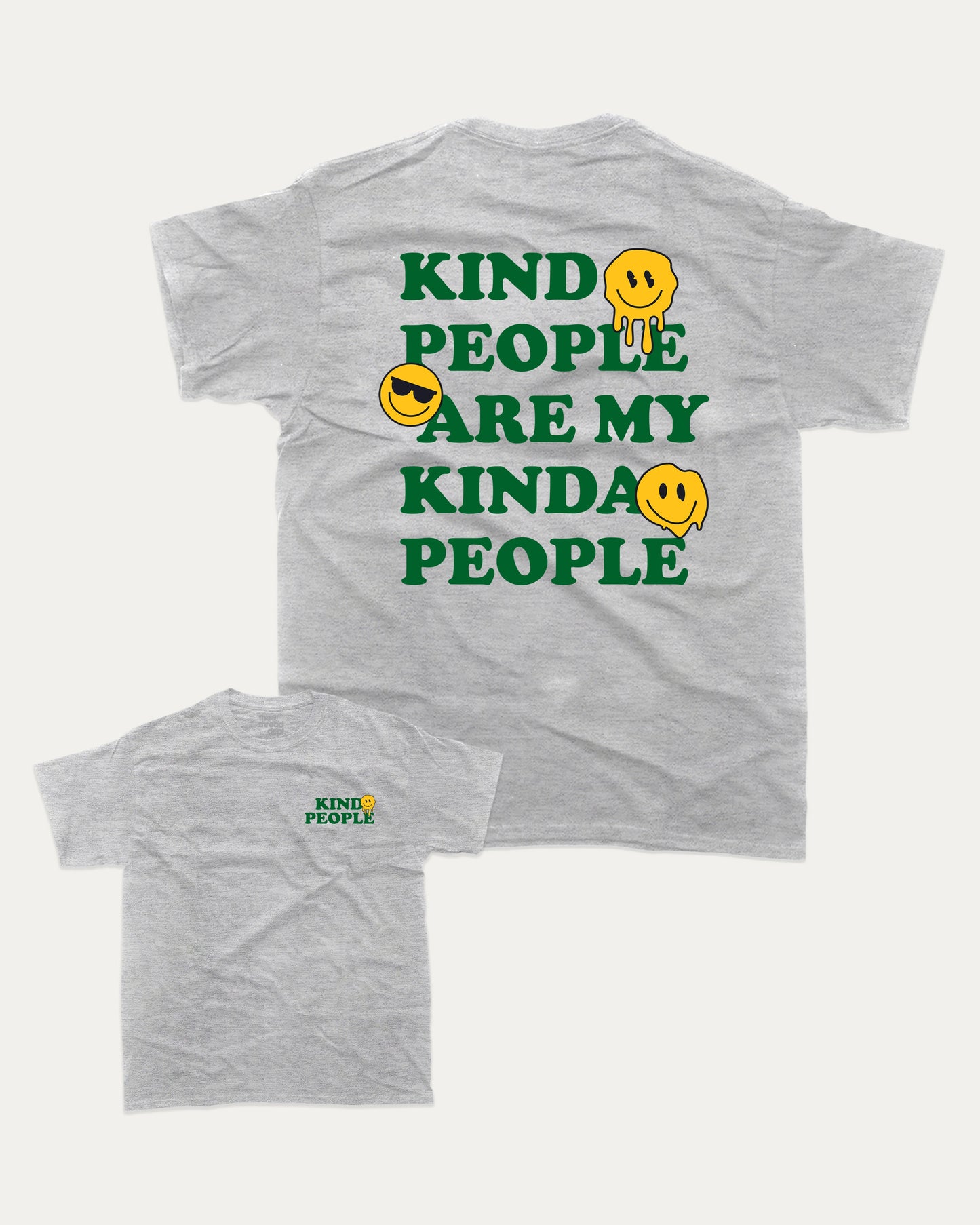 Kind People graphic t-shirt, Funny Pun T shirt, Pun Word T shirt, A must-have funny tee, trending meme shirt, unique gift idea. Heather Grey.