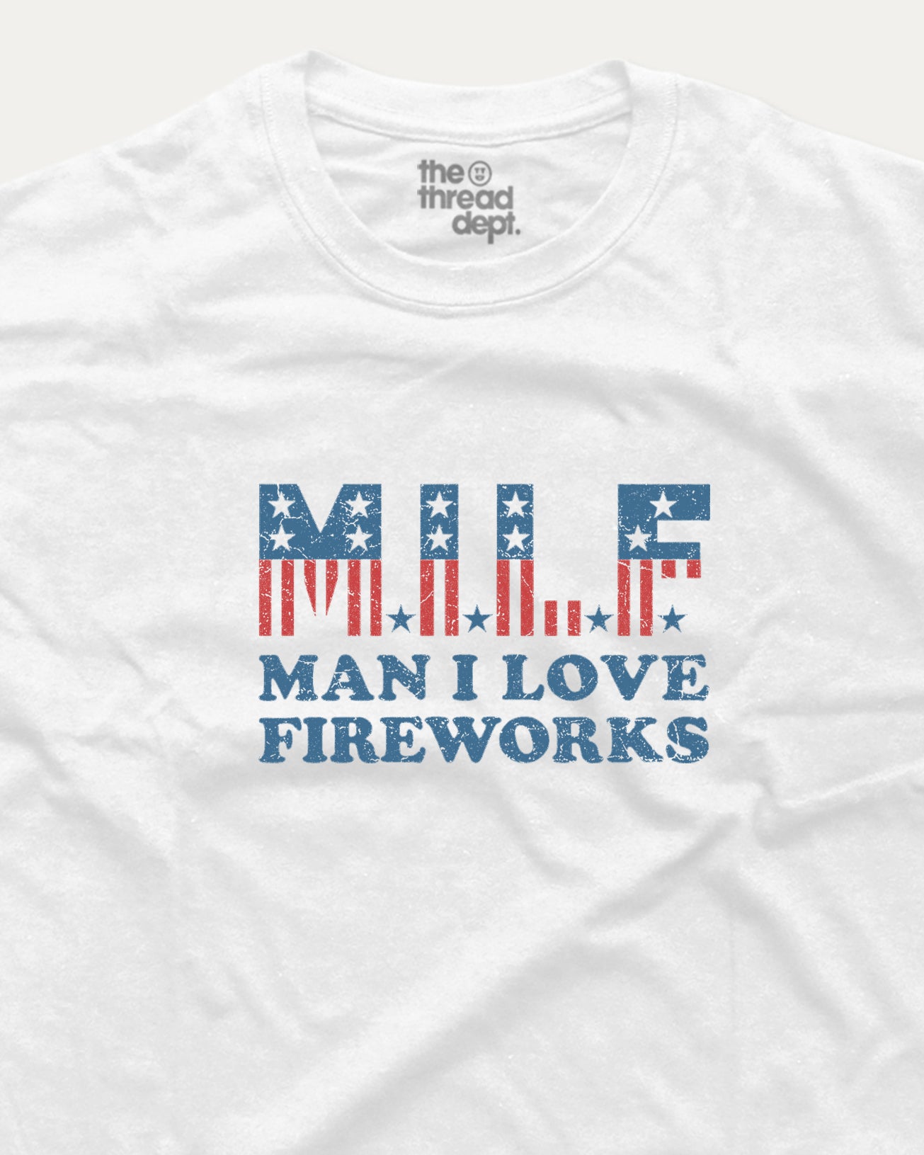 Milf Man I Love Fireworks graphic t-shirt, perfect for adults. A must-have 4th of july america tee.