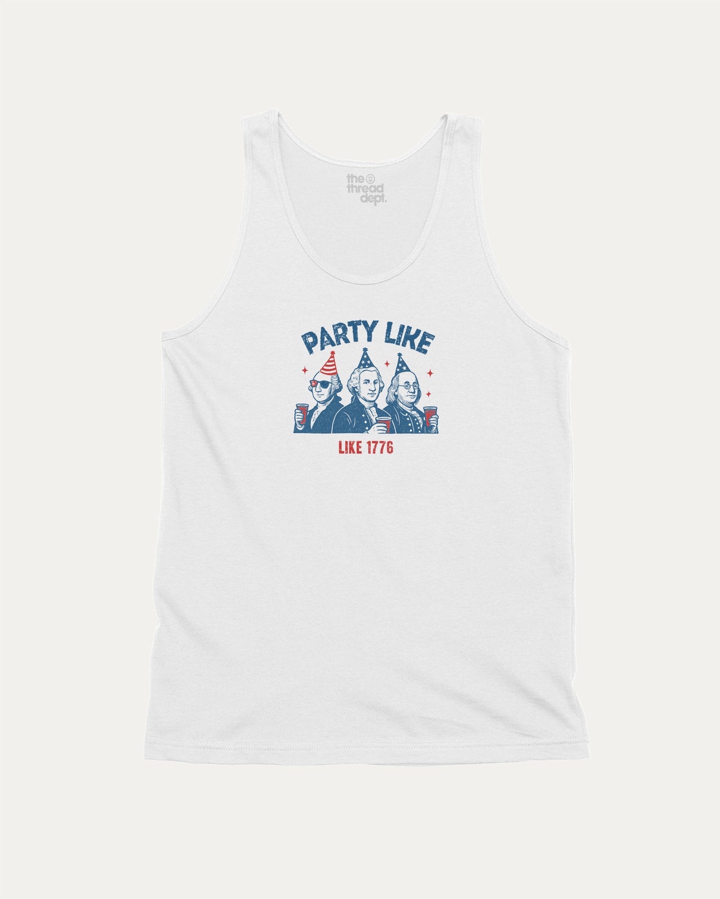 Party Like Like 1776 casual men_ tank top, perfect for USA Fan. A must-have breathable tee, great for everyday style. White tank top