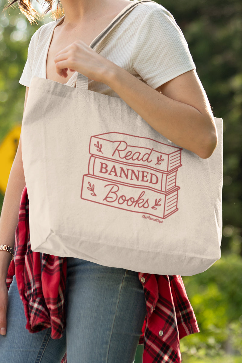 Read Banned Books - Graphic Canvas Bag Wide