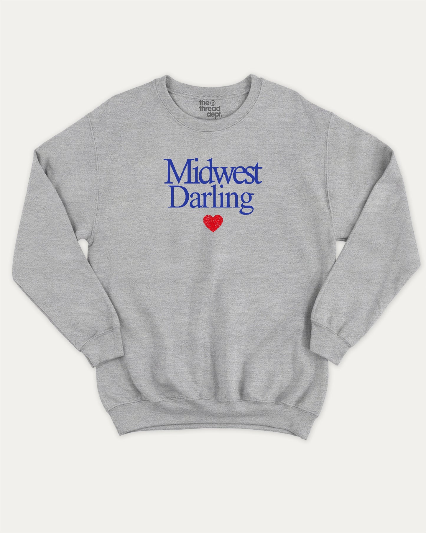 Midwest Darling pullover sweatshirt, Vintage Inspired Graphic T shirt, Retro Graphic T shirt, Y2K Style Graphic T shirt, A must-have graphic pullover, comfy cold-weather wear, bold casual look. Heather Grey sweater