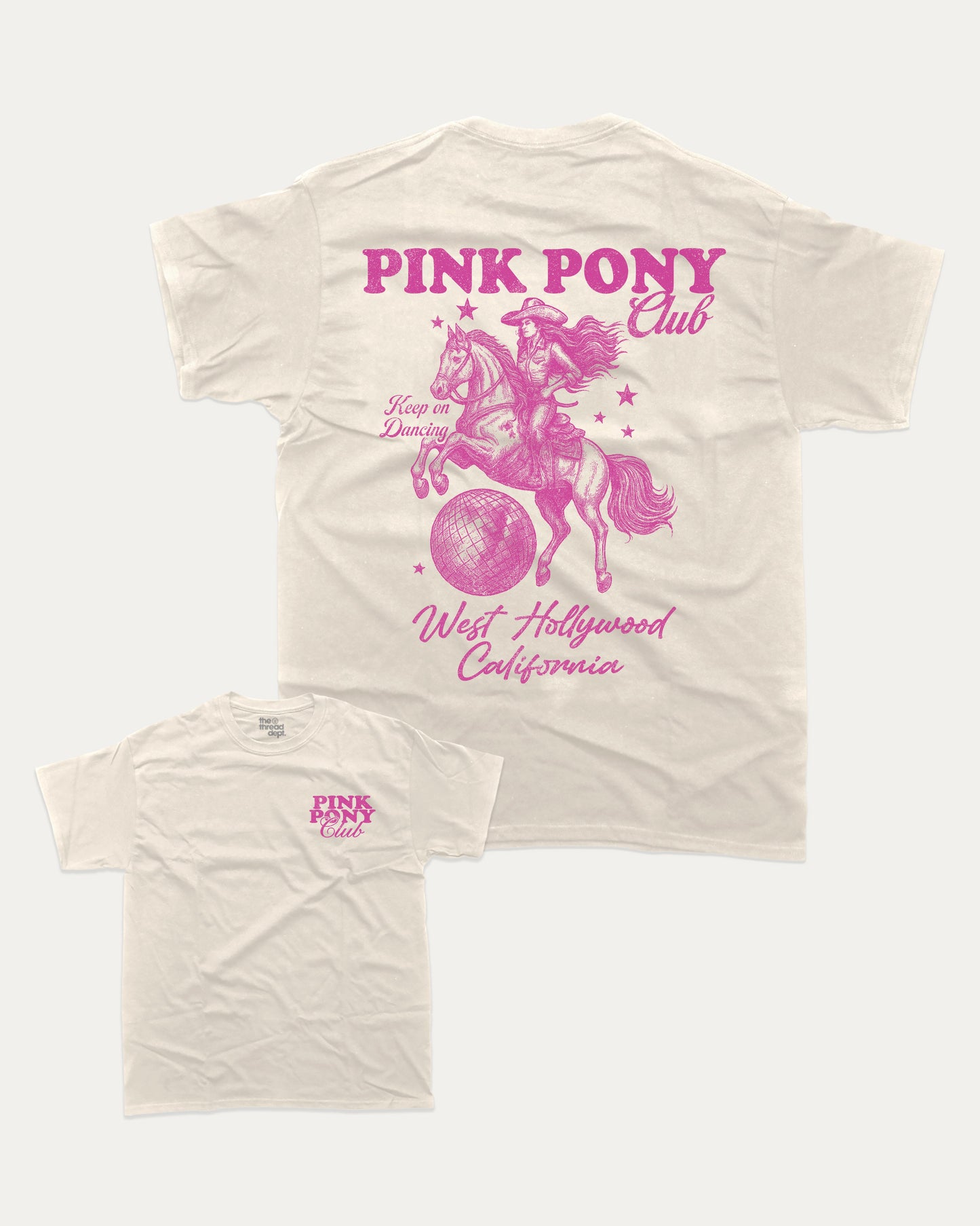 Pink Pony Club graphic t-shirt, Vintage Inspired Graphic T shirt, Retro Inspired Graphic T shirt, Women's Graphic T shirt,. A must-have funny tee, trending meme shirt, unique gift idea. Cream.