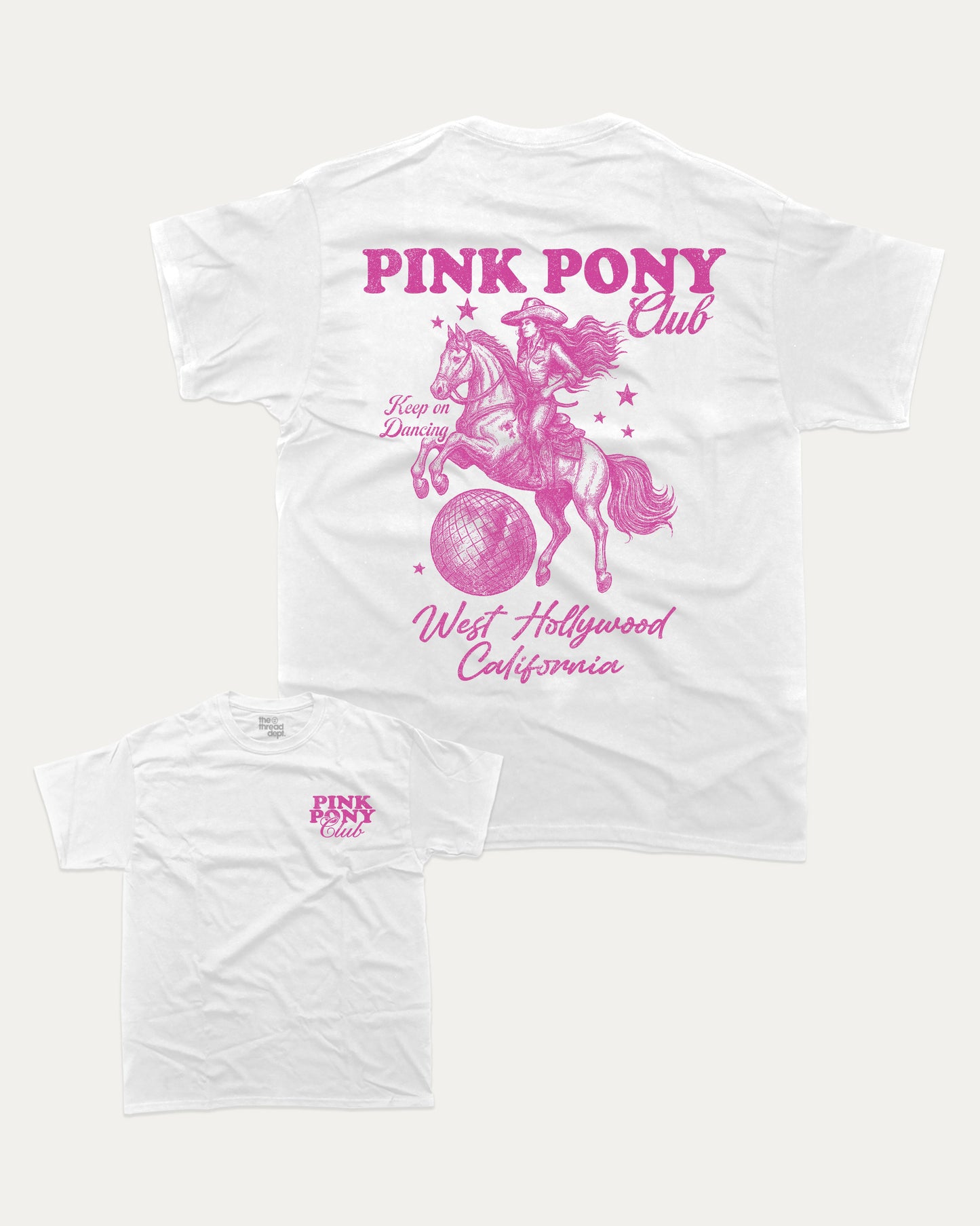Pink Pony Club graphic t-shirt, Vintage Inspired Graphic T shirt, Retro Inspired Graphic T shirt, Women's Graphic T shirt,. A must-have funny tee, trending meme shirt, unique gift idea. White.