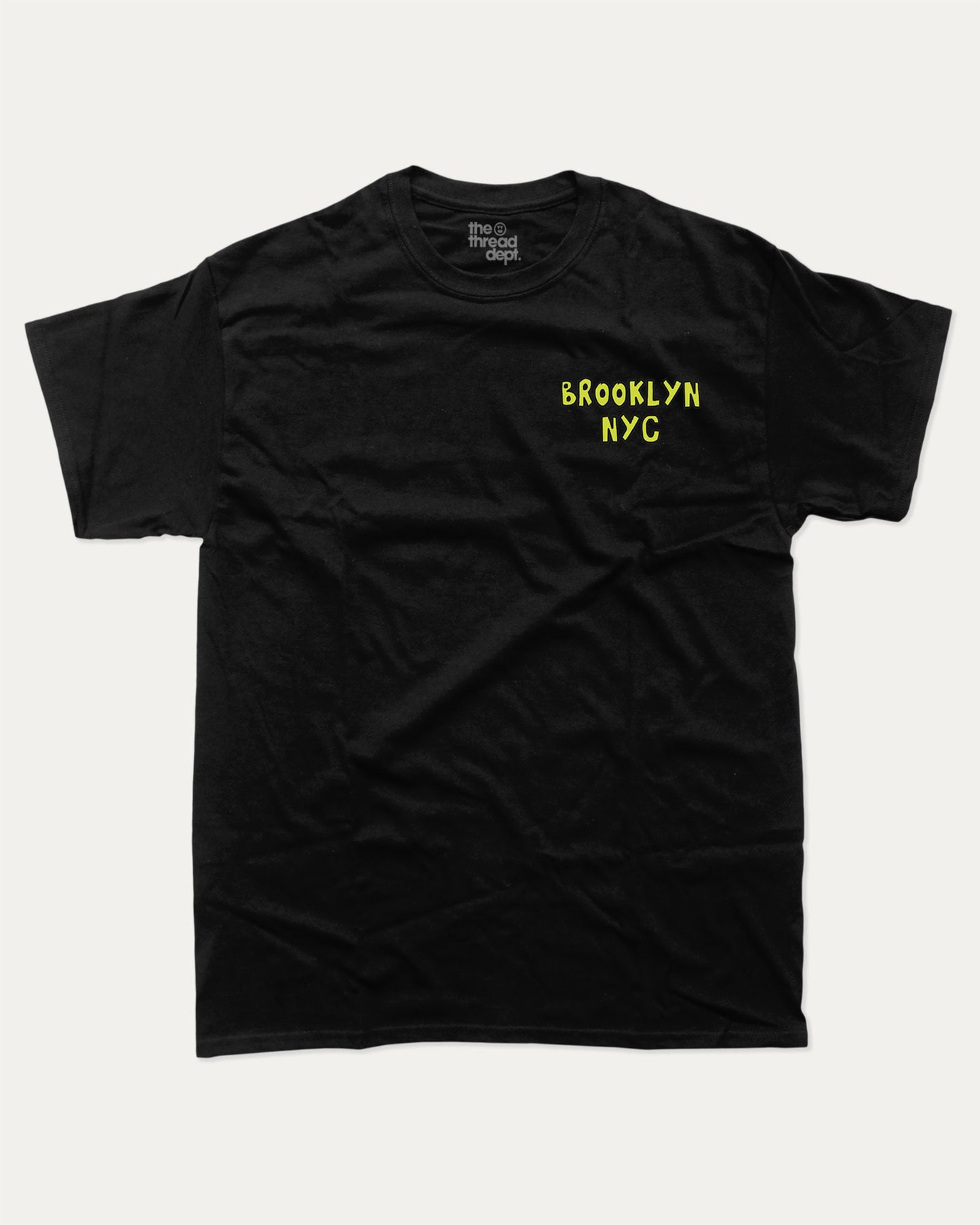 Brooklyn graphic tee with bold and humorous print, funny and trendy graphic. State T shirt, Local State Graphic Tees,Perfect for adults and gift-giving. Black shirt.