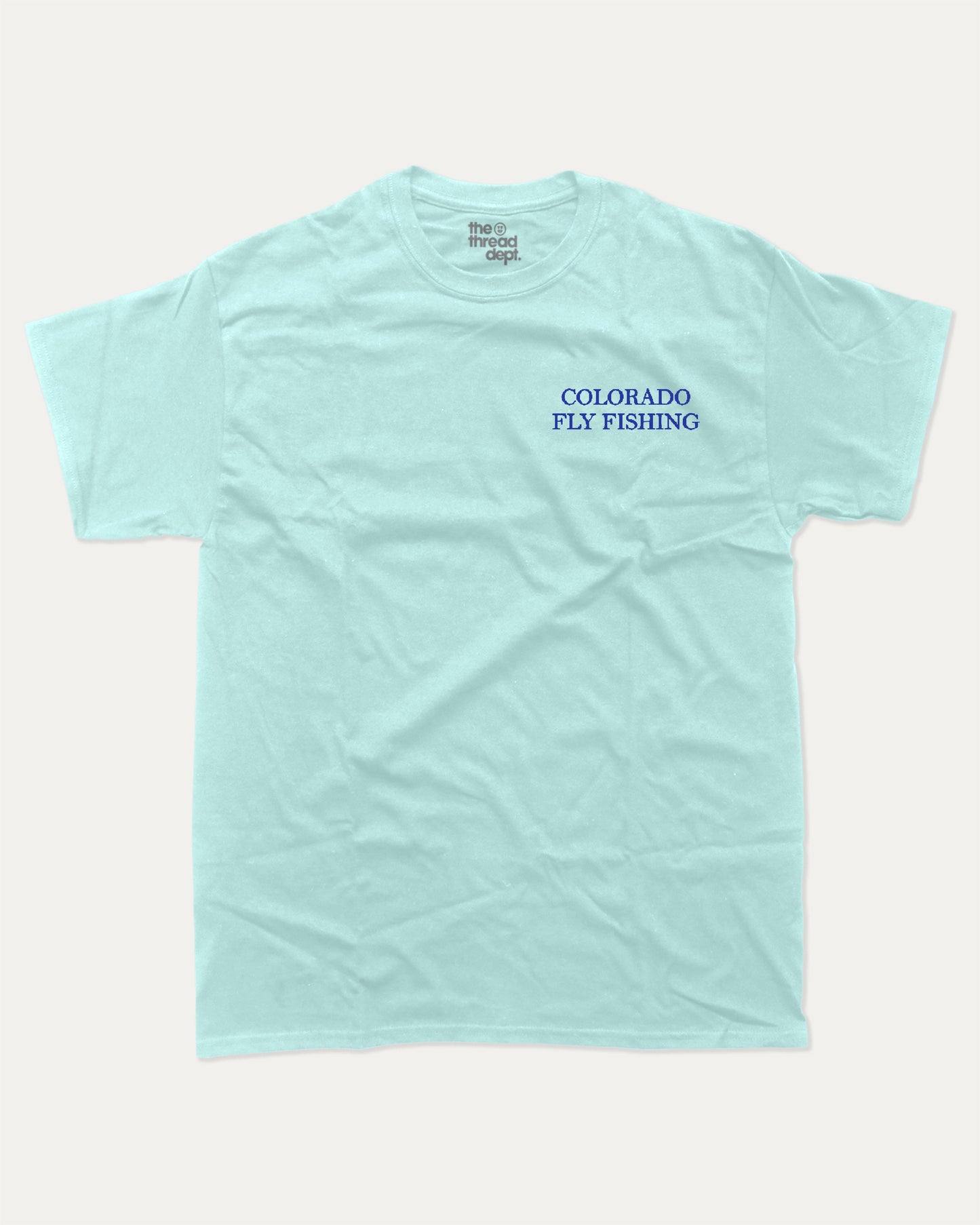 Colorado Fly Fishing graphic t-shirt, Colorado Graphic T shirt, State T shirt, Akansas River Graphic T shirt, A must-have funny tee, trending meme shirt, unique gift idea. Celadon.