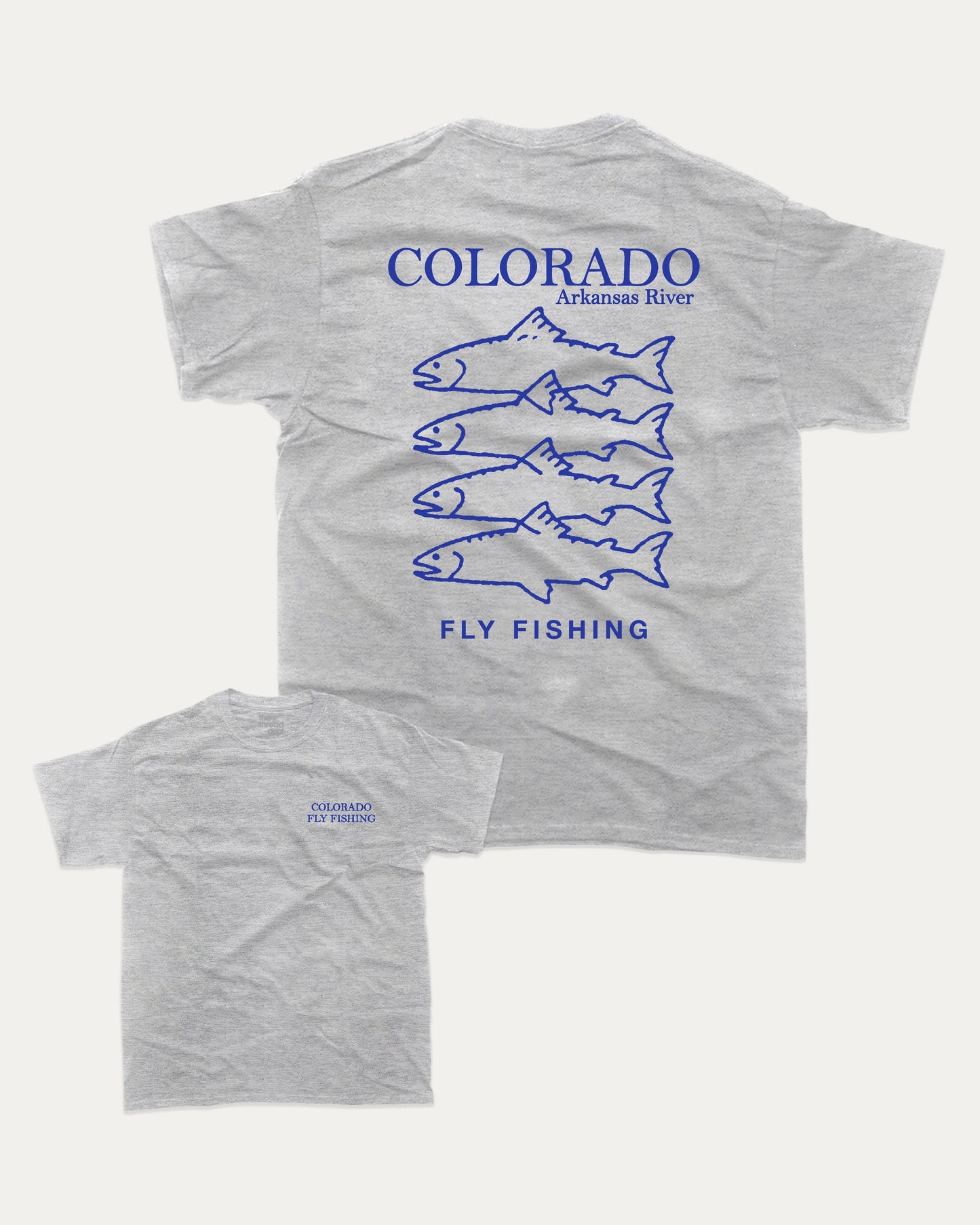 Colorado Fly Fishing graphic t-shirt, Colorado Graphic T shirt, State T shirt, Akansas River Graphic T shirt, A must-have funny tee, trending meme shirt, unique gift idea. Heather Grey.