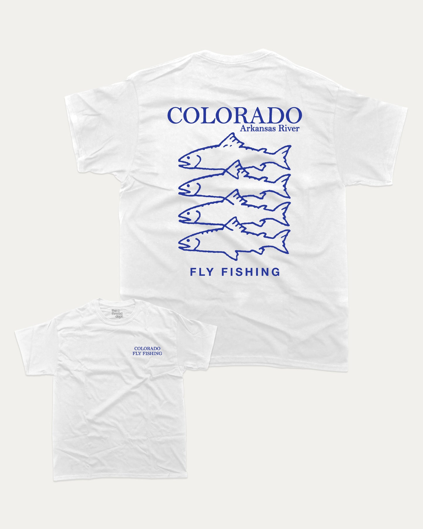 Colorado Fly Fishing graphic t-shirt, Colorado Graphic T shirt, State T shirt, Akansas River Graphic T shirt, A must-have funny tee, trending meme shirt, unique gift idea. White.