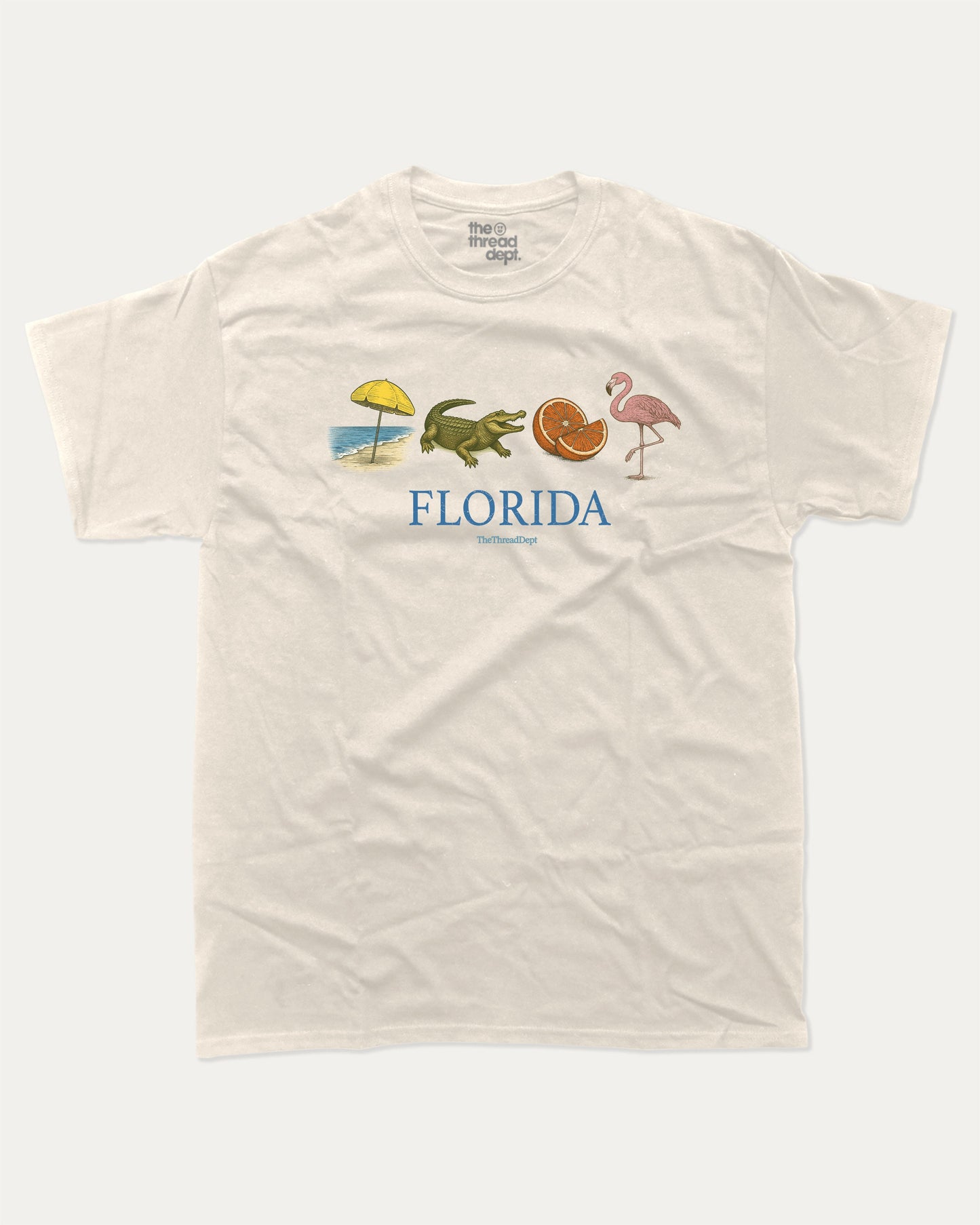 Florida Vintage Icons graphic t-shirt. Gift for traveler, souvenir tee, retro state t-shirt. Cream.