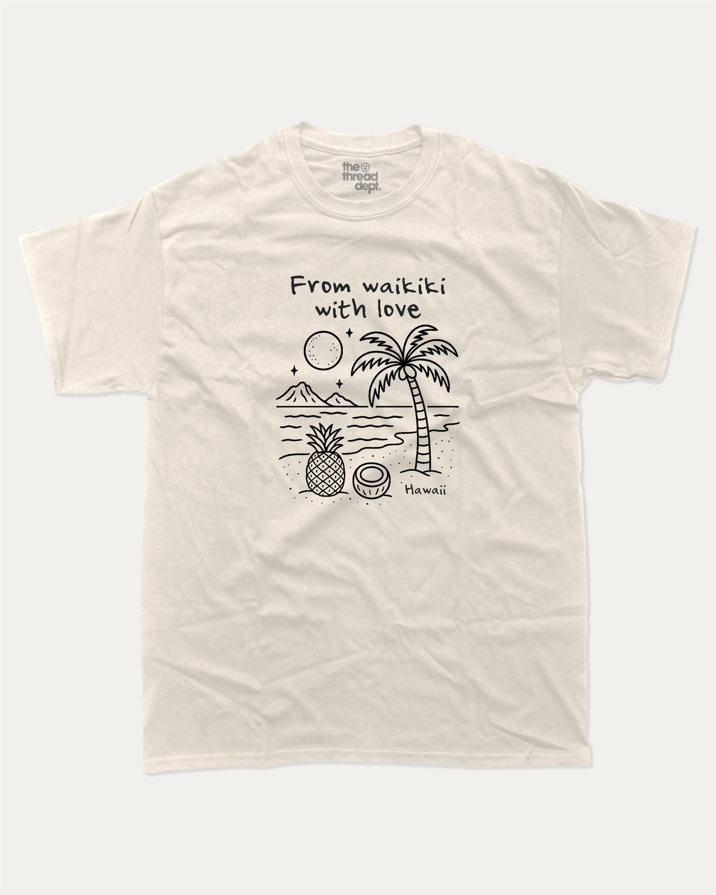 Hawaii graphic t-shirt, State T shirt, Vacation Tee, Hawai Graphic T shirt. A must-have funny tee, trending meme shirt, unique gift idea. Cream.