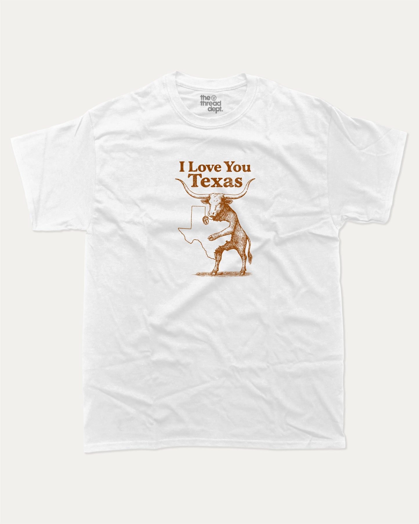 I Love You Texas graphic tee with bold and humorous print, funny and trendy graphic. Funny Texas Graphic T shirt, Perfect gift for people live in Texas, Texas Lover, Perfect for adults and gift-giving. White shirt.