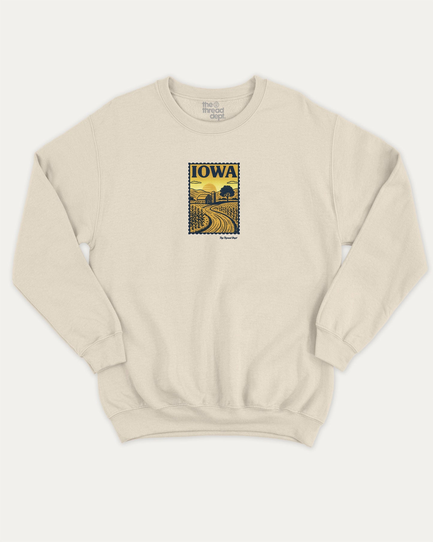 Iowa State Stamp pullover sweatshirt, perfect for adults. A must-have graphic pullover, comfy cold-weather wear, bold casual look. Natural sweater