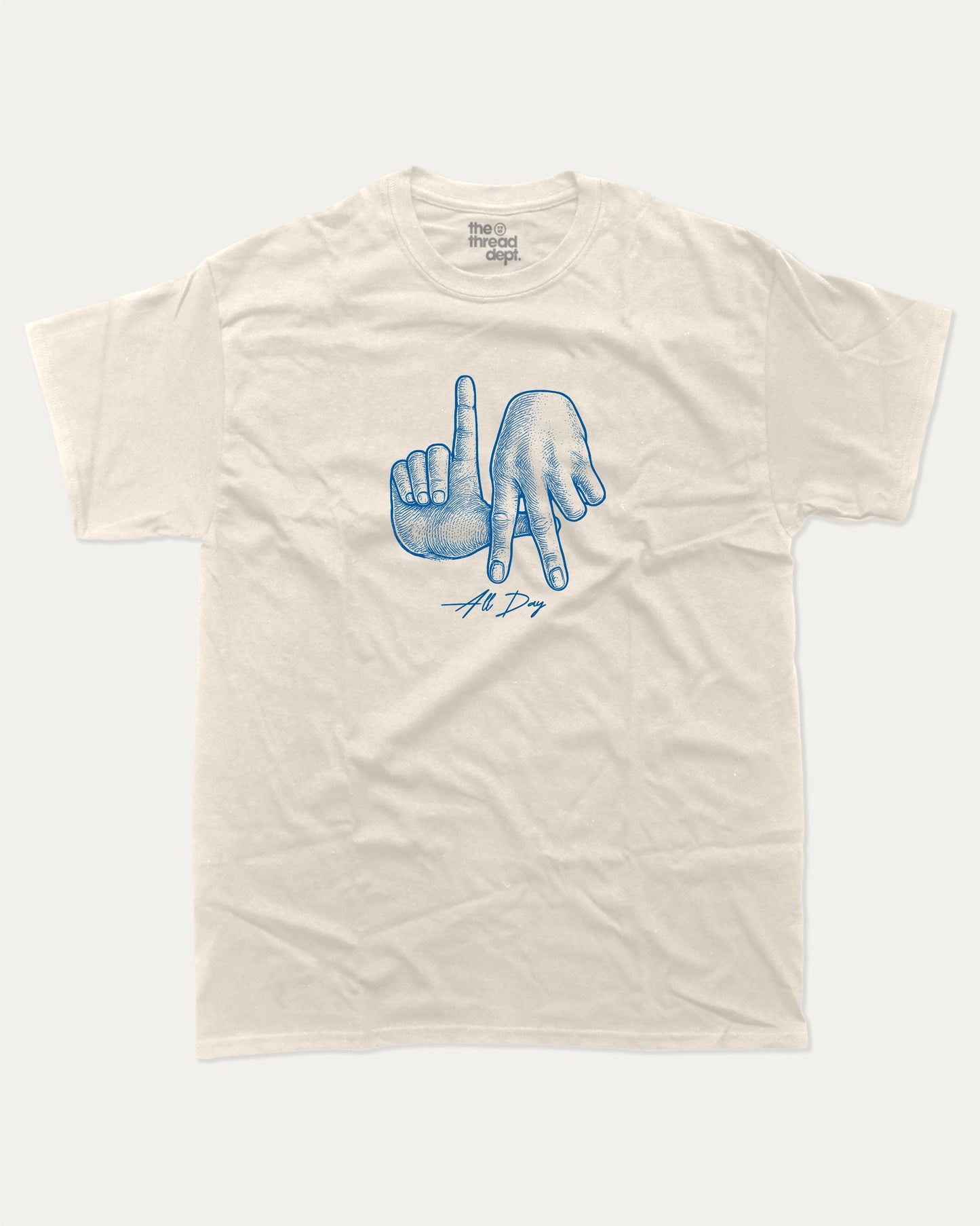 LA All Day graphic t-shirt, perfect for adults.Los Angeles State tee, trending meme shirt, unique gift idea. Cream.