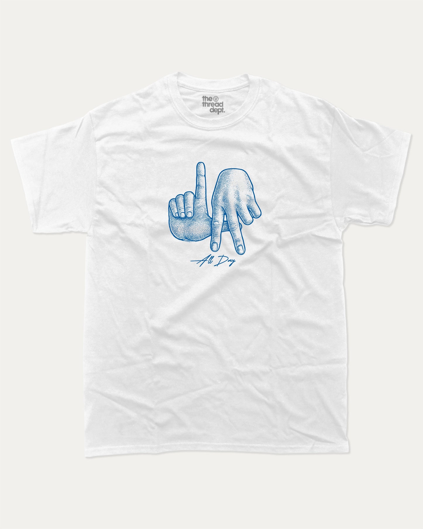 LA All Day graphic t-shirt, perfect for adults.Los Angeles State tee, trending meme shirt, unique gift idea. White.