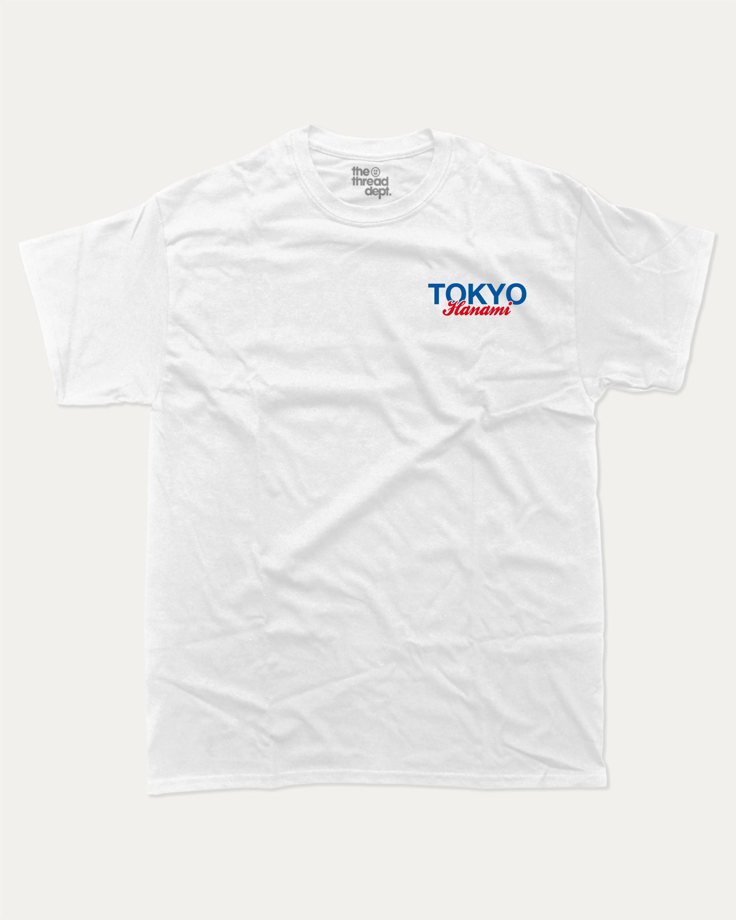 Tokyo Hanami graphic t-shirt, Retro Inspired Graphic T shirt, Tokyo T shirt, Meguro River Graphic T shirt, City Graphic T shirt, A must-have funny tee, trending meme shirt, unique gift idea. White.