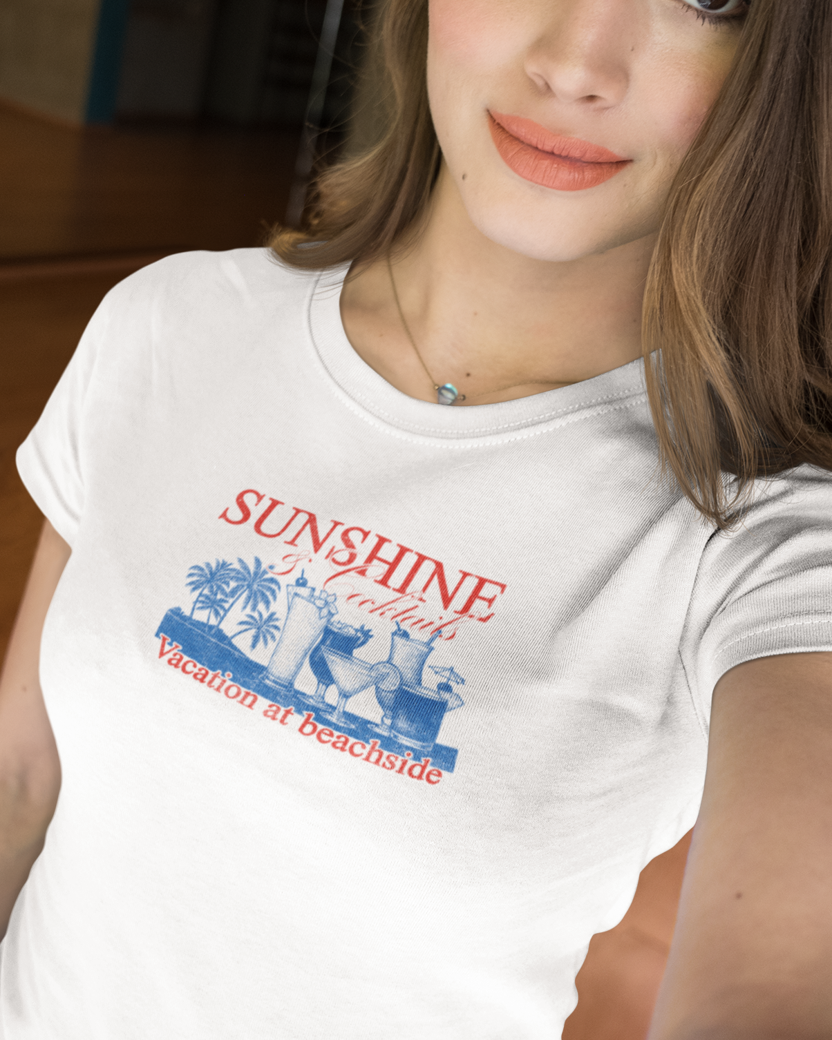 Vacation at beachside - Graphic Crop Tee