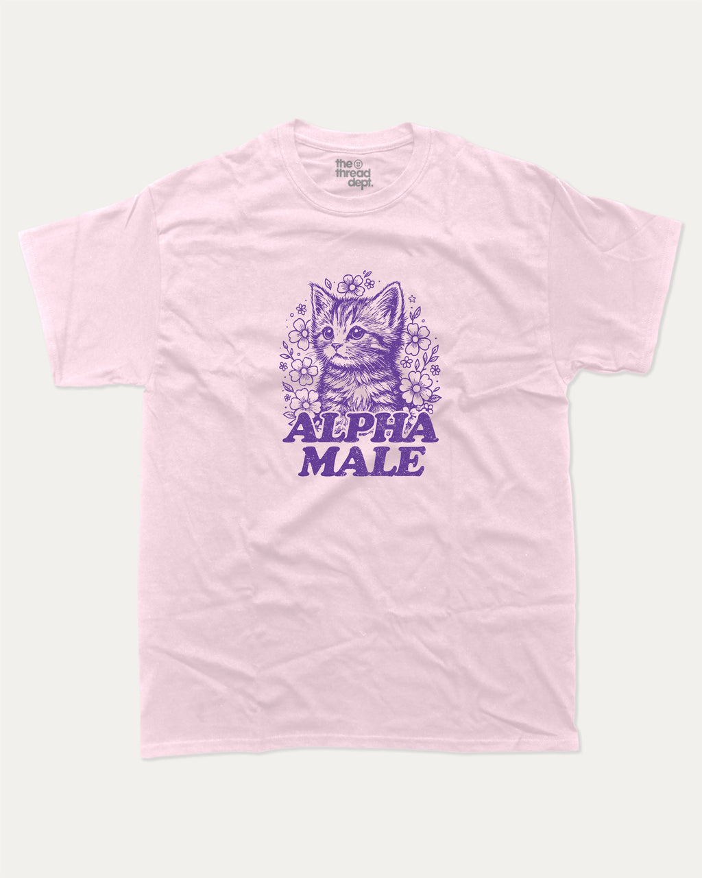 Alpha Male graphic tee with bold and humorous print, funny and trendy graphic. Pet Lover Graphic Tee, Animal t shirt, Cat lover t shirt, Perfect for adults and gift-giving. Pink shirt.