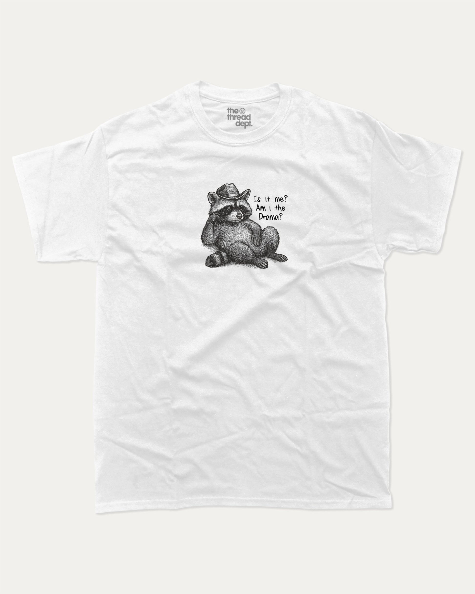 Am i the drama graphic t-shirt, Funny Animal Graphic T shirt, Furry Friends T shirt, Vintage Retro Animal Graphic T shirt, A must-have funny tee, trending meme shirt, unique gift idea. White.