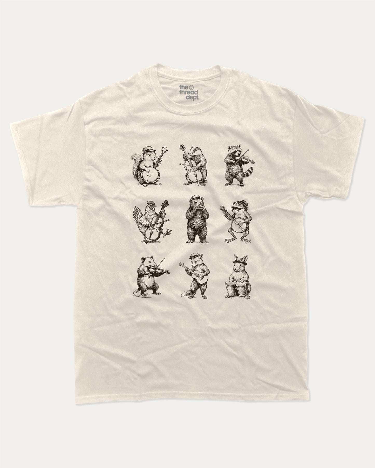 Banjo Animal graphic t-shirt, Vintage Animal Graphic T shirt, Animal Lovers T shirt, Wild Animals Graphic T shirt, Vintage Inspired Animal Graphic tee A must-have funny tee, trending meme shirt, unique gift idea. Cream.