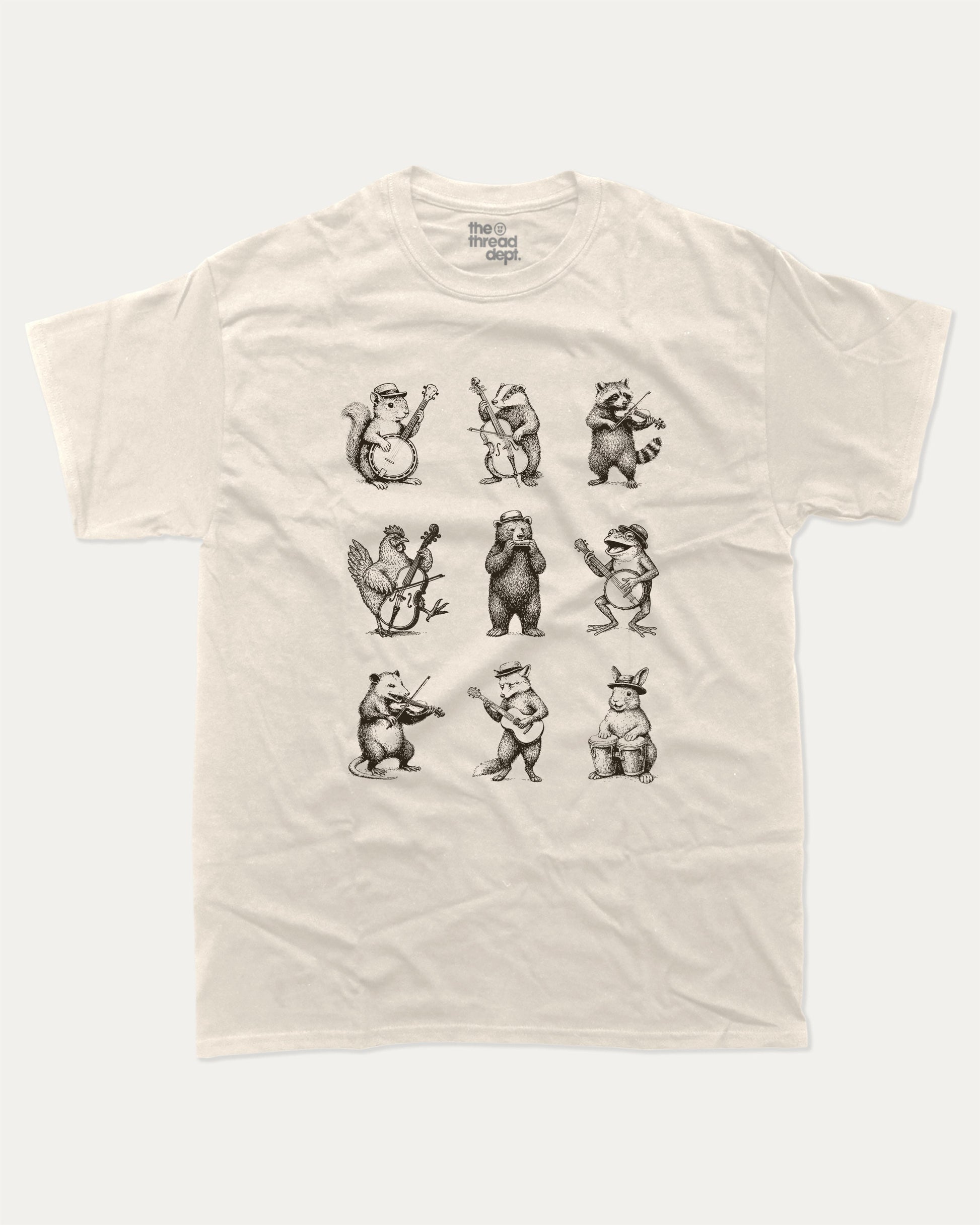 Banjo Animal graphic t-shirt, Vintage Animal Graphic T shirt, Animal Lovers T shirt, Wild Animals Graphic T shirt, Vintage Inspired Animal Graphic tee A must-have funny tee, trending meme shirt, unique gift idea. Cream.
