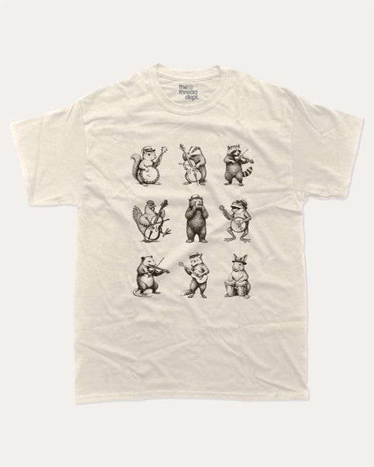 Banjo Animal graphic t-shirt, Vintage Animal Graphic T shirt, Animal Lovers T shirt, Wild Animals Graphic T shirt, Vintage Inspired Animal Graphic tee A must-have funny tee, trending meme shirt, unique gift idea. Cream.