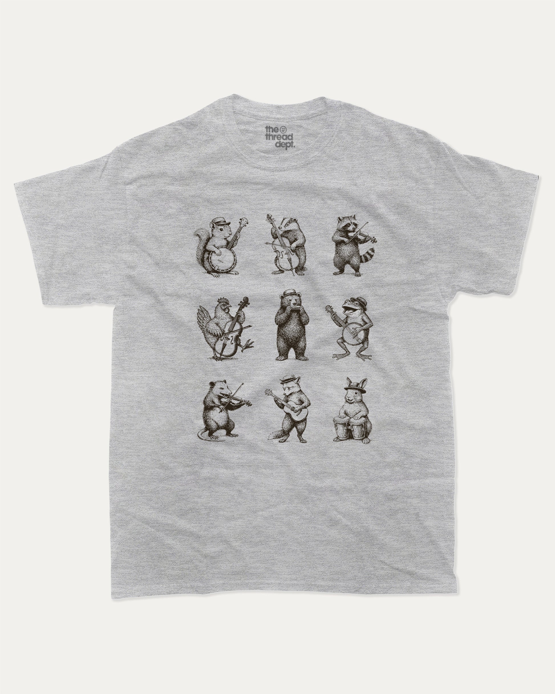 Banjo Animal graphic t-shirt, Vintage Animal Graphic T shirt, Animal Lovers T shirt, Wild Animals Graphic T shirt, Vintage Inspired Animal Graphic tee A must-have funny tee, trending meme shirt, unique gift idea. Heather Grey.
