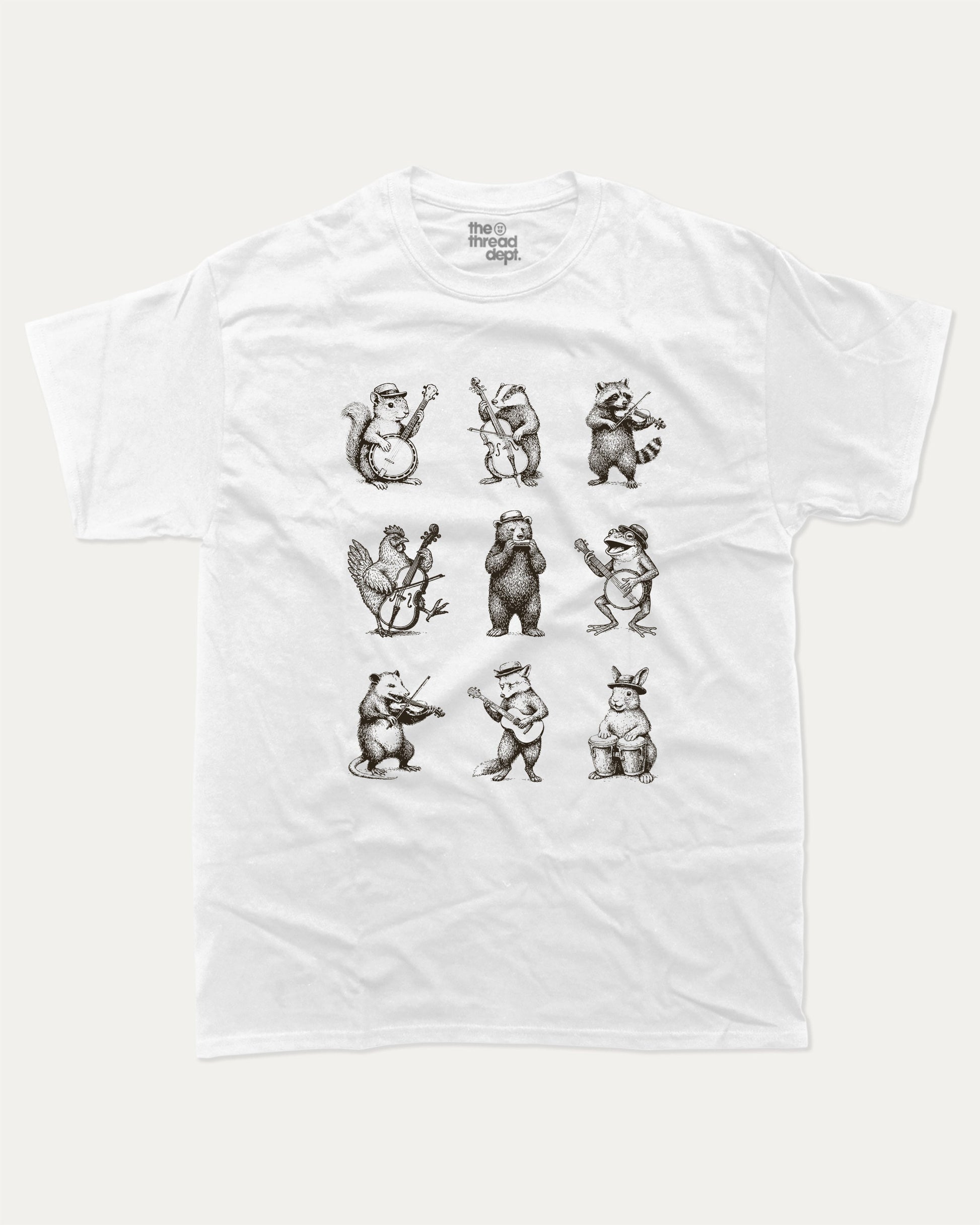 Banjo Animal graphic t-shirt, Vintage Animal Graphic T shirt, Animal Lovers T shirt, Wild Animals Graphic T shirt, Vintage Inspired Animal Graphic tee A must-have funny tee, trending meme shirt, unique gift idea. White.