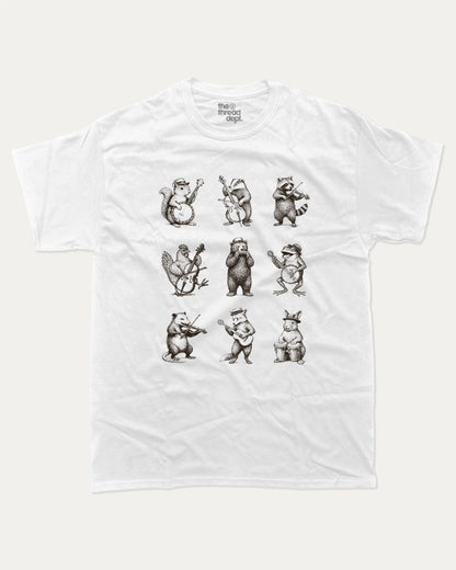 Banjo Animal graphic t-shirt, Vintage Animal Graphic T shirt, Animal Lovers T shirt, Wild Animals Graphic T shirt, Vintage Inspired Animal Graphic tee A must-have funny tee, trending meme shirt, unique gift idea. White.