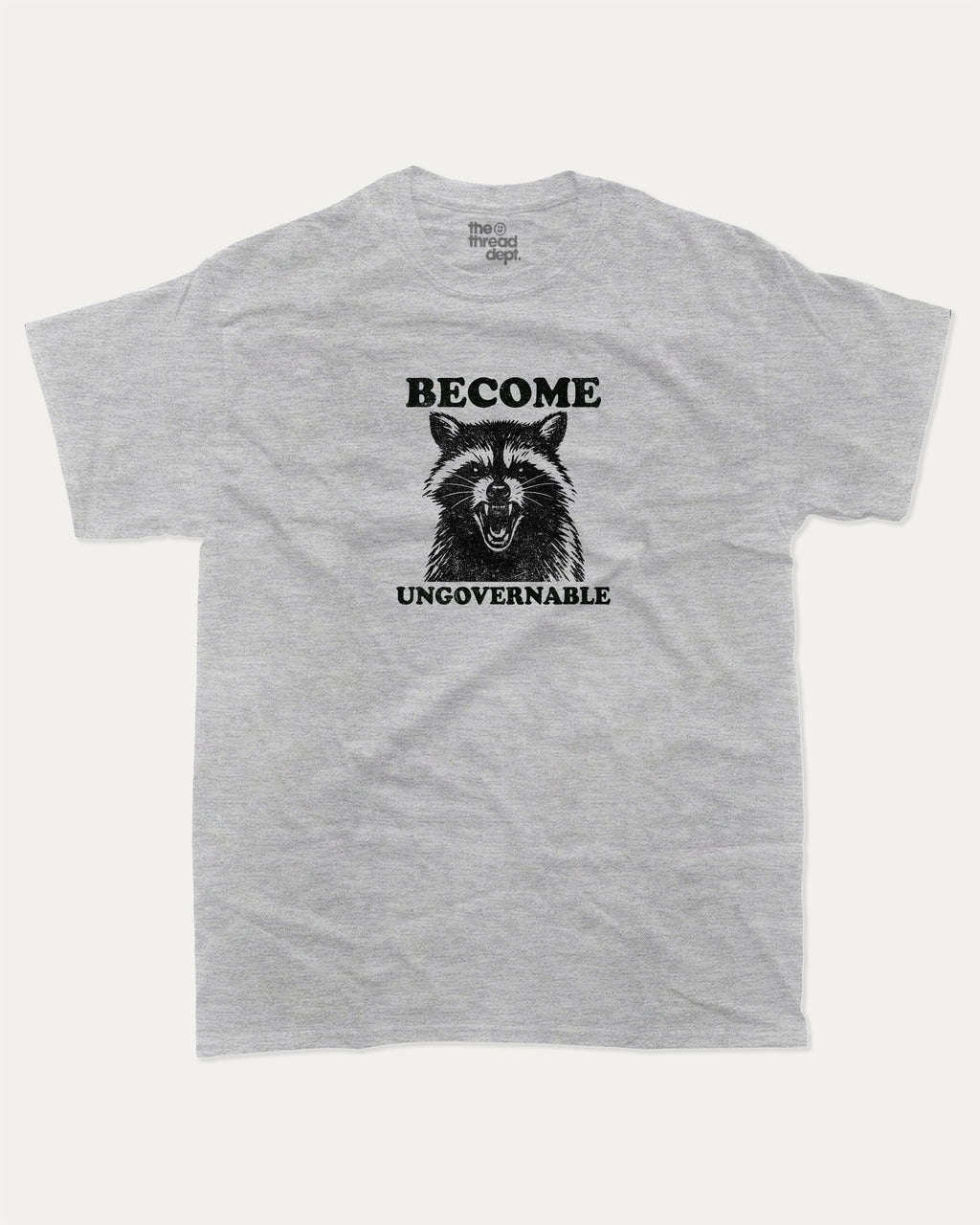 Become Ungovernable graphic tee with retro and funny print, vintage and trendy graphic. Perfect funny gifts for friends and gift-giving. Heather Grey shirt.