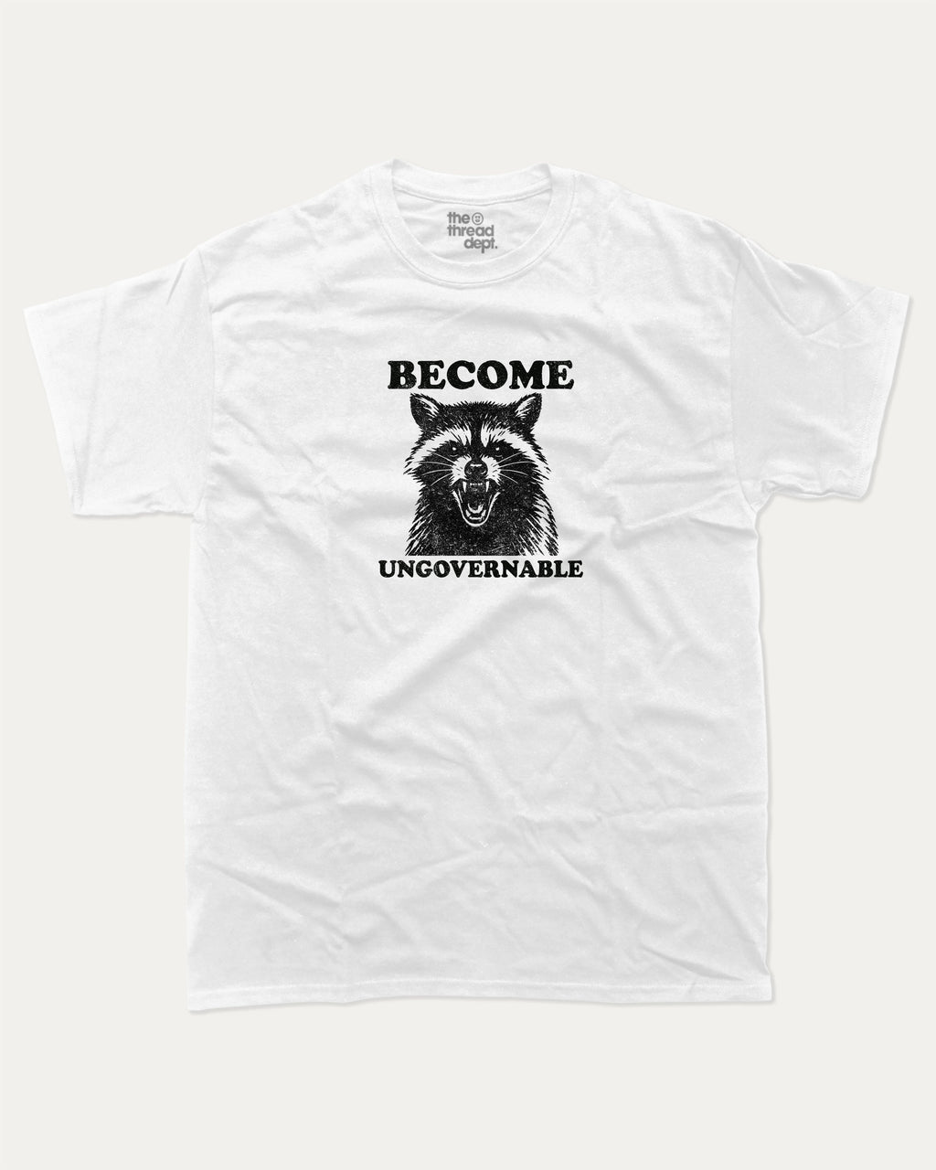 Become Ungovernable graphic tee with retro and funny print, vintage and trendy graphic. Perfect funny gifts for friends and gift-giving. White shirt.